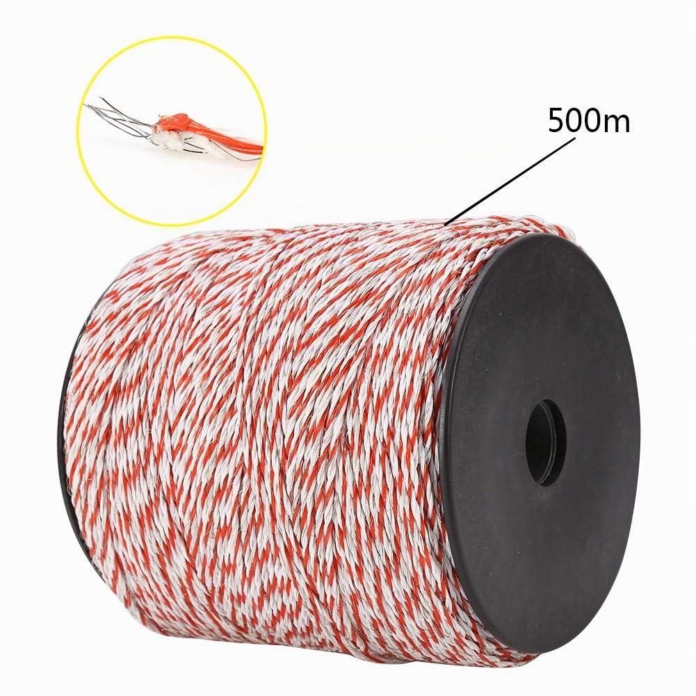 500m Cuerda para Cerca Eléctrica, Cable Pastor Electrico para Ganado de Acero Inoxidable Cercas Electricas para Ganado, Cerca de Alambre para Ganado, Accesorios para Caballos, Ganado Vacuno, Ovejas