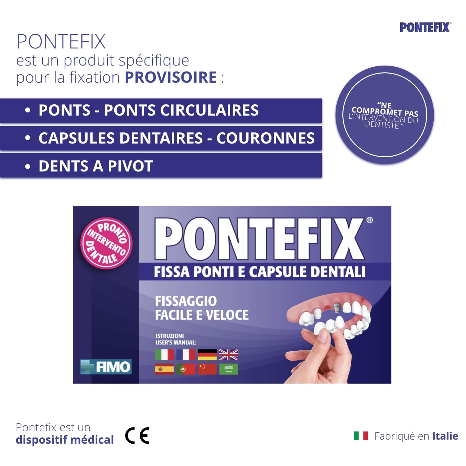Ciment Dentaire, pour Resceller Couronnes ou Bridges- Fixe les Bridges, les Capsules Dentaires et les Dents Pivotantes