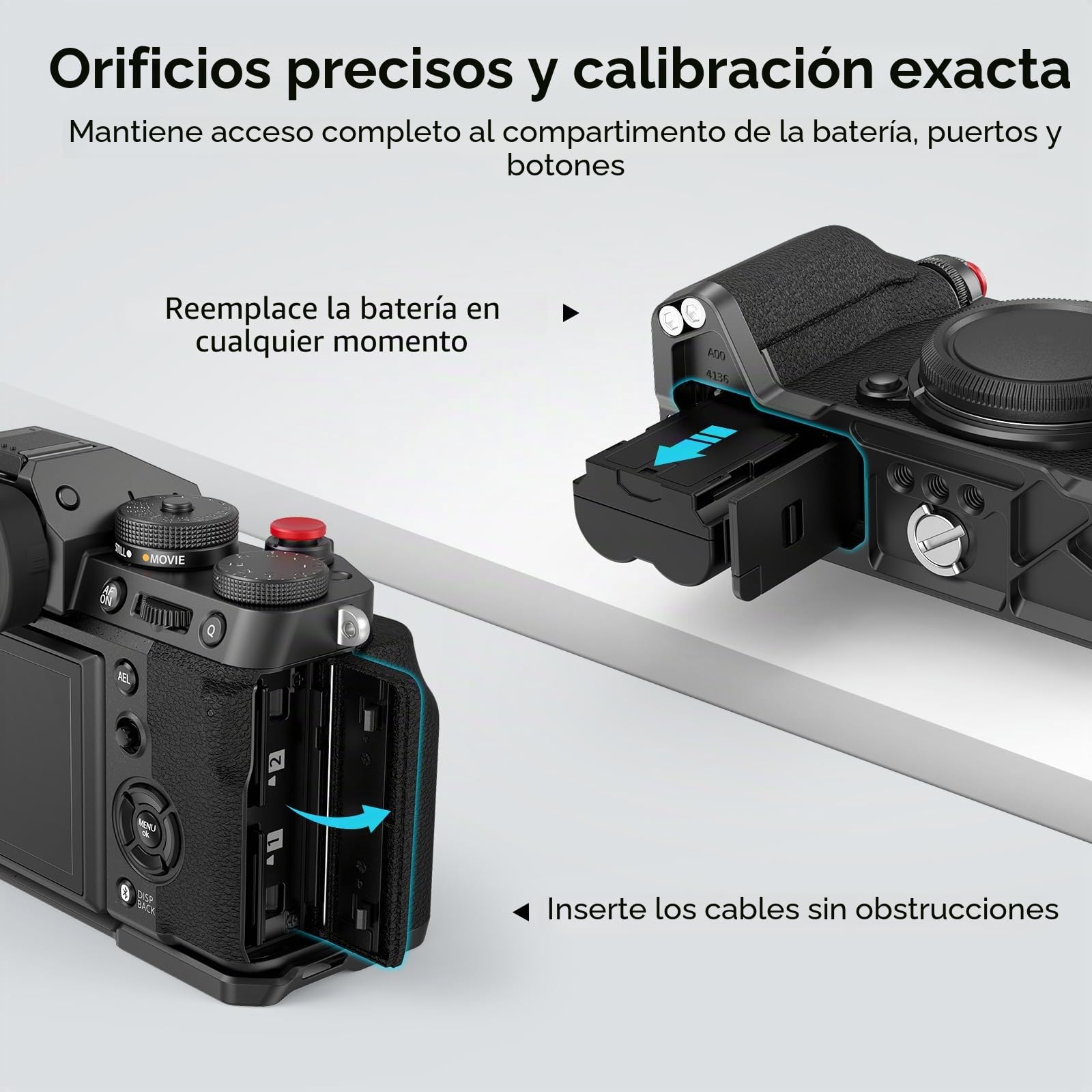 SMALLRIG X-T5 Empuñadura en Forma de L para Cámara FUJIFILM X-T5, Placa de Liberación Rápida Integrada para Arca,Empuñadura Ergonómica de Silicona, Botón de Obturador - 4260