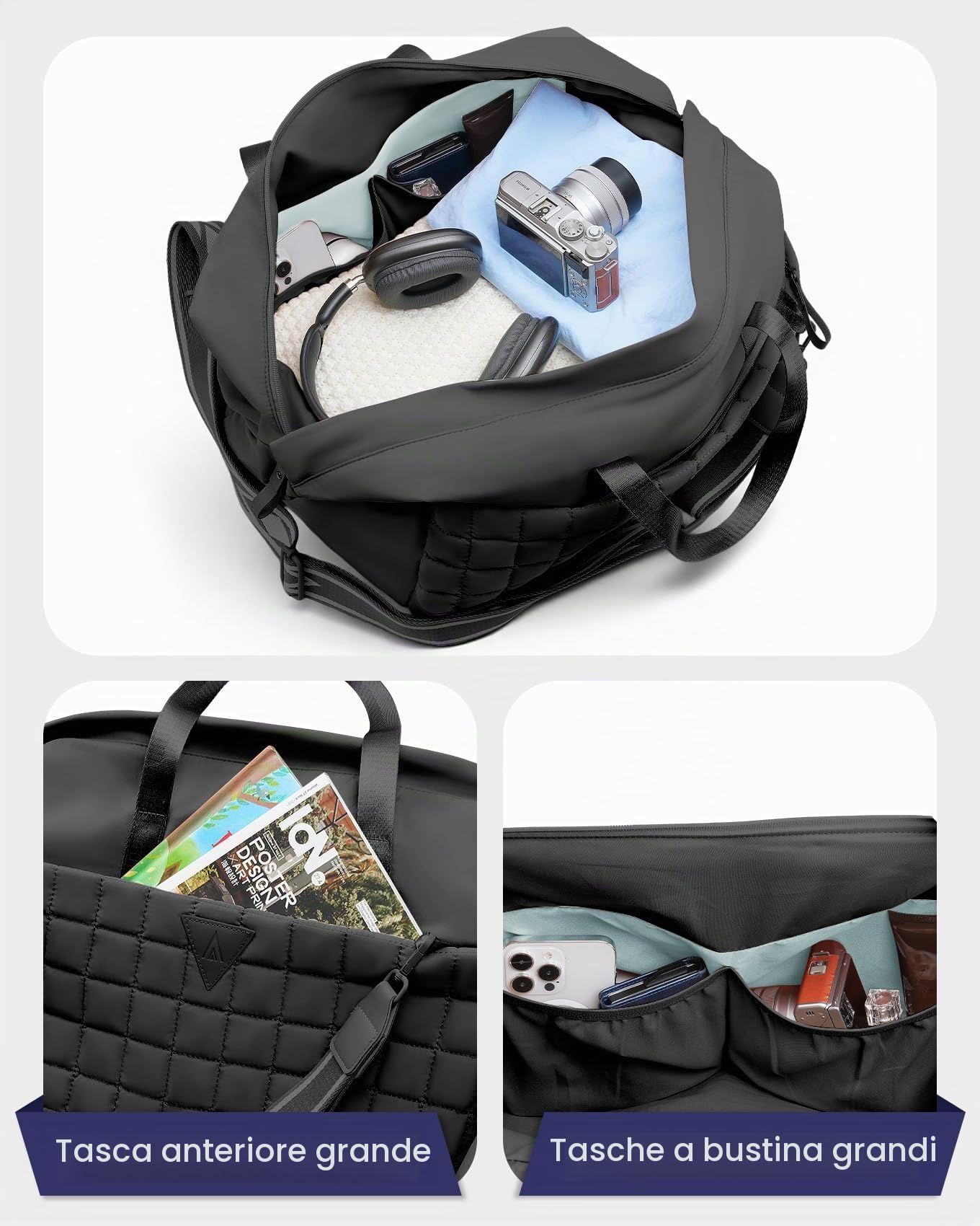 Arxus Borsone da Viaggio - Pieghevole Borsa da Viaggio Donna Uomo Bagaglio a Mano Carry-On Luggage per Fine Settimana e Tracolla, Leggera Borsone Palestra per Gym Sport con Tasca Impermeabile
