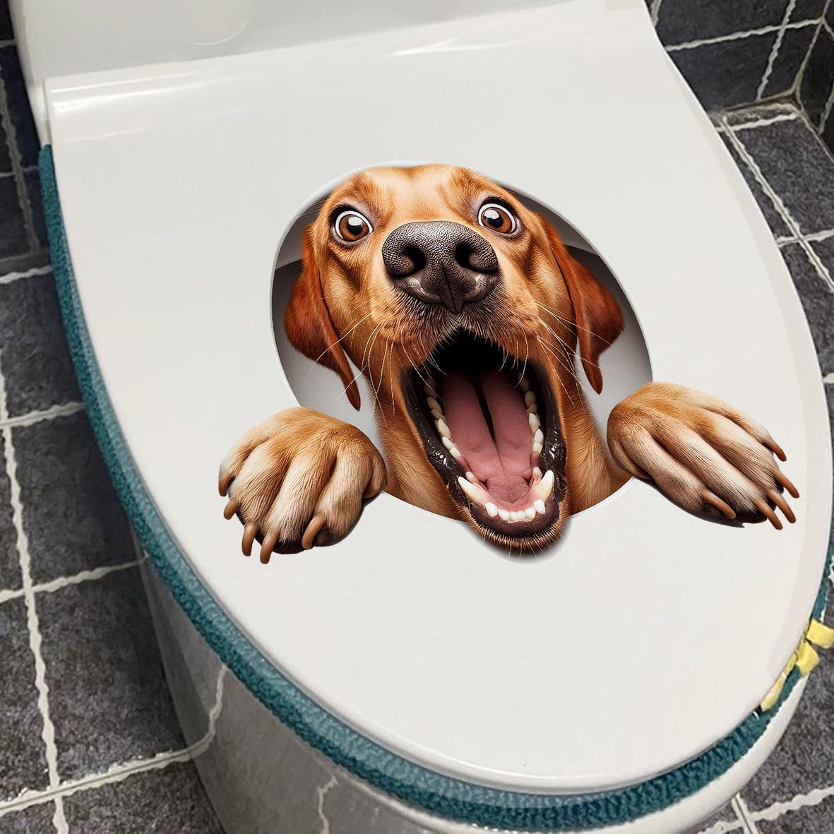 1pcs 3D Labrador Toilet Decal - Self-Adhesive Waterproof Removable Dog Bathroom & Door Wall Sticker, Creative Funny Toilet Tank Sticker, Bathroom Accessories, Home Decor (Labrador)