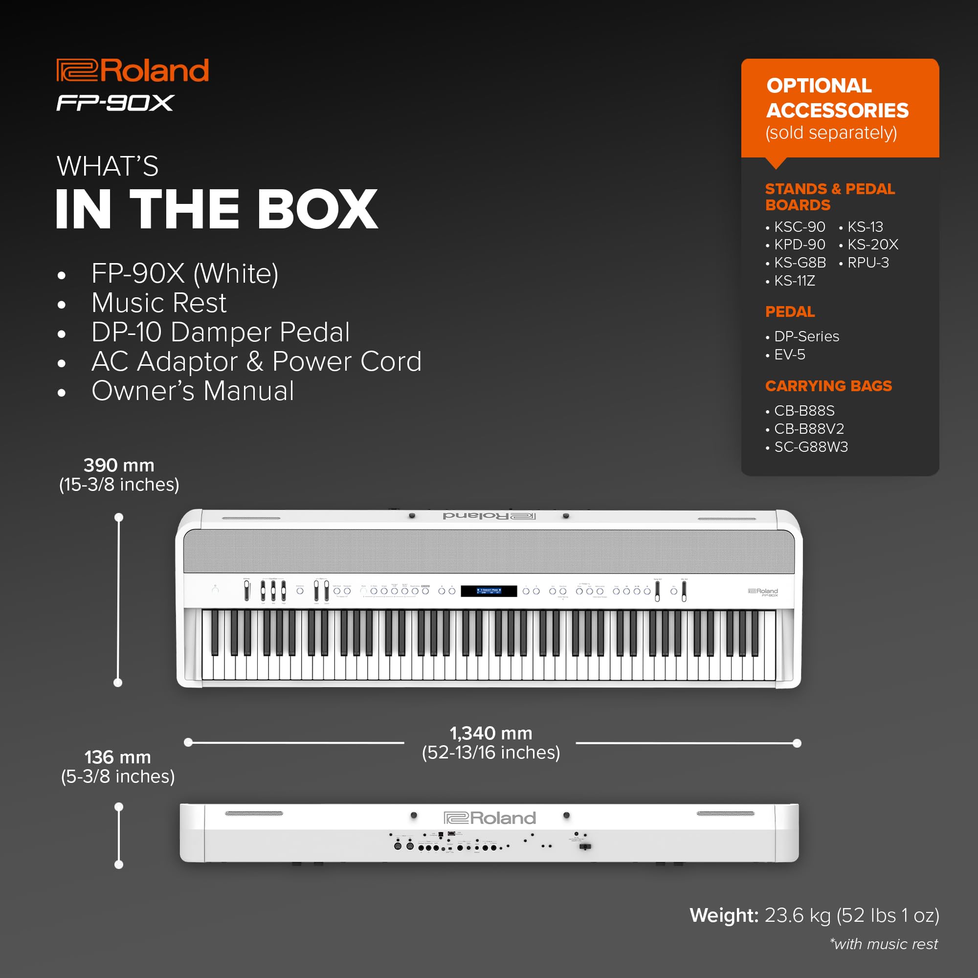 Amazon.com: Roland FP-90X | Flagship Portable 88-Note Digital