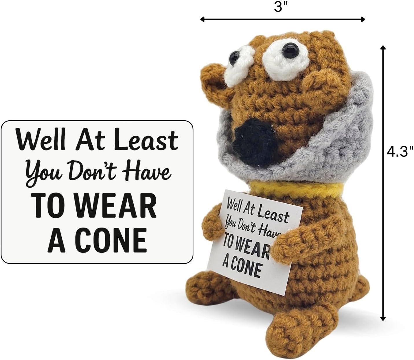 Well at Least You Don’t Have to Wear a Cone – Funny Crochet Dog Get Well Gift – 4.3" Handmade Plush – Post Surgery Recovery, Vasectomy Humor, Funny Retirement Gift - Image 4