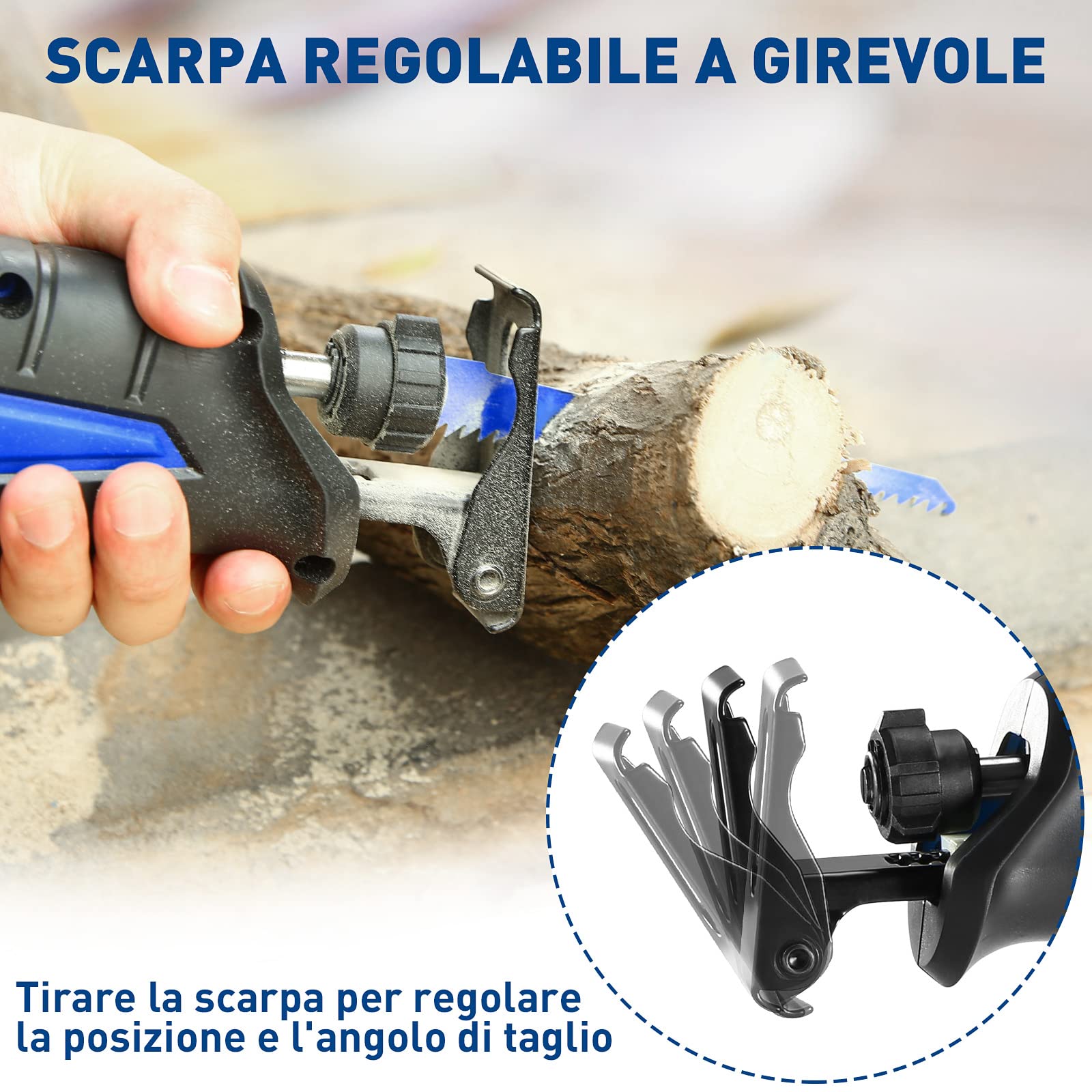 SORAKO Sega a Gattuccio a Batteria, 4.0-Ah Batteria e Caricatore, Velocità Variabile 0-3000spm, 18V Sega per Legno, Taglio di Rami, Potatura, Metallo