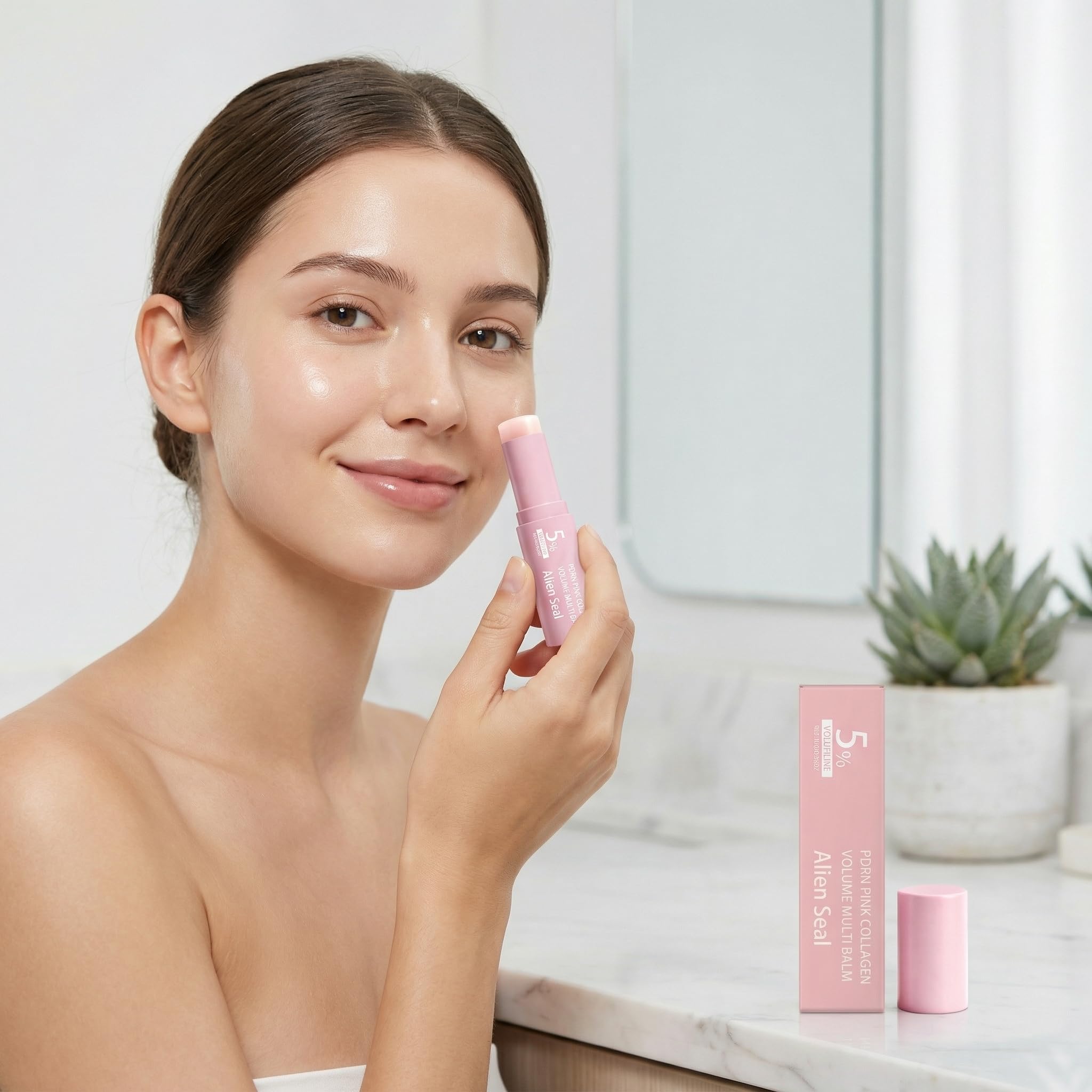 PDRN Pink Collagen Volume Multi Balm | All In One Volufiline, PDRN, NAD Stick for Youthful-Looking, Helping Look of Fine Lines, Firming Care, Anti-Aging Care | For Under-Eyes, Neck, Forehead (1pc) - 4