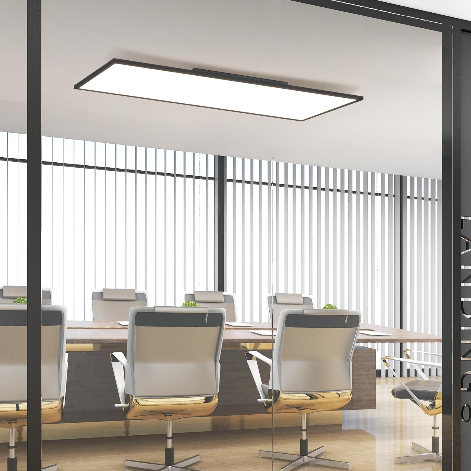 ZMH LED Panel Deckenleuchte 120x30cm Dimmbar Flach Deckenlampe Lang Rechteckig Deckenpanel Schwarz 40W Tageslichtlampe mit Fernbedienung für Büro Küche Flur Wohnzimmer Schlafzimmer