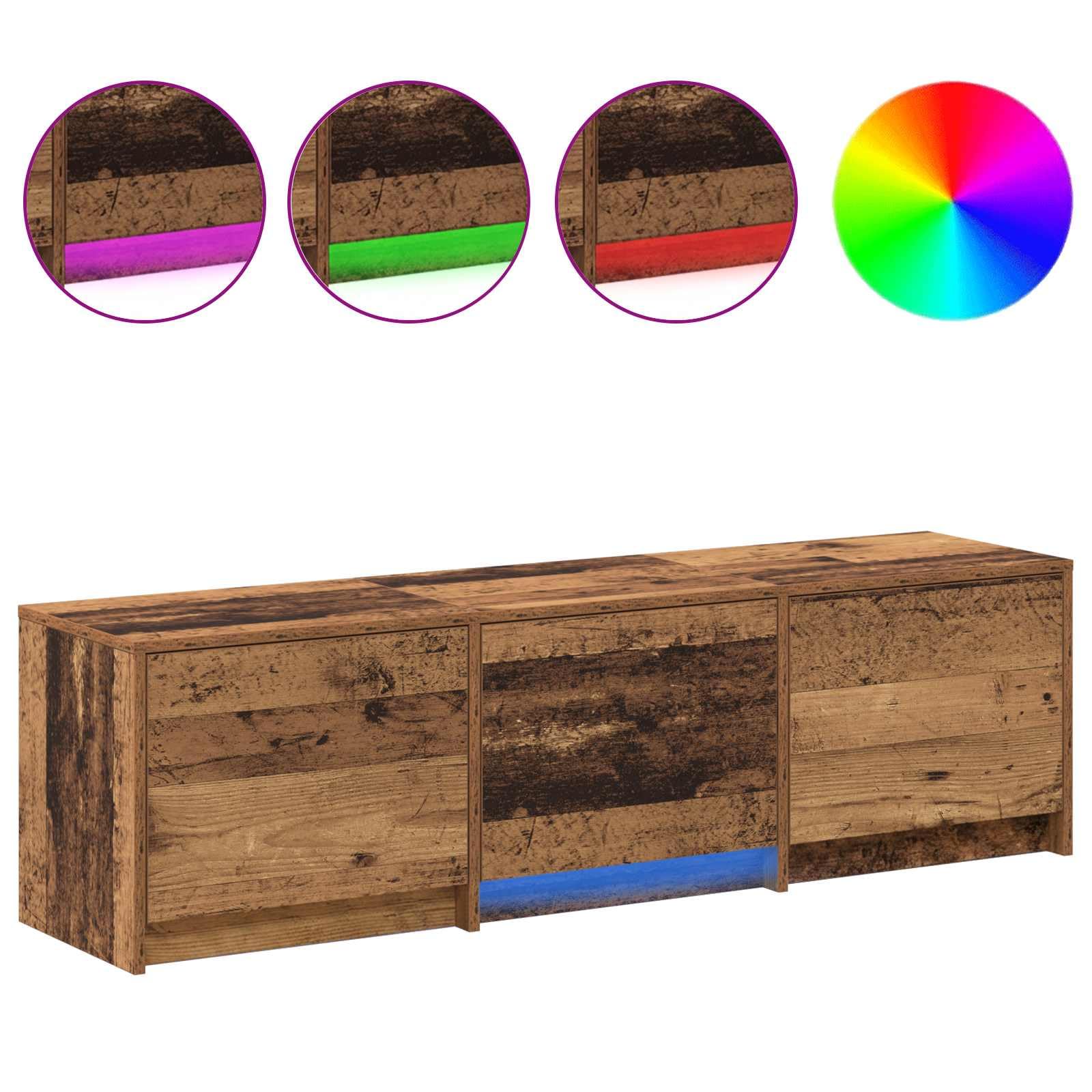 Madera resistente con luces LED ajustables cajón 140 x 34 x 40 cm Marrón