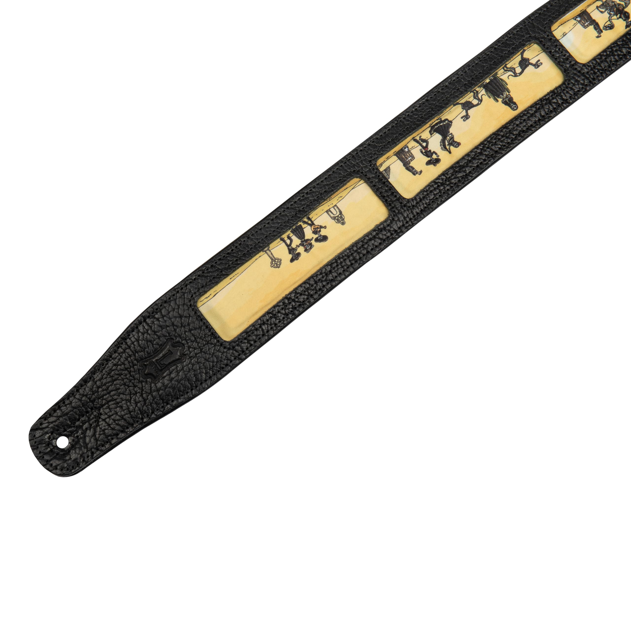 Levy's, M26CAL-001, Tracolla in Pelle Calaca Mariachi Design Black 2.5", Larghezza 2 1/2" (6.35) cm, Lunghezza Regolabile fino a 52" (132 cm), Colore Black
