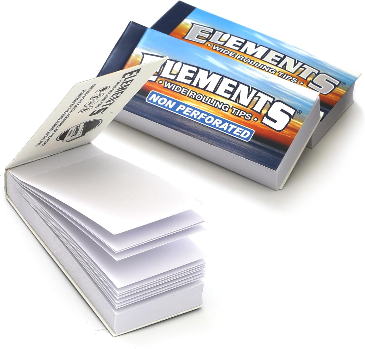 Elements Wide Rolling Tips, Unperforated Tips in King Size, 50 Tips per Booklet, 1 Box (50 Booklets)