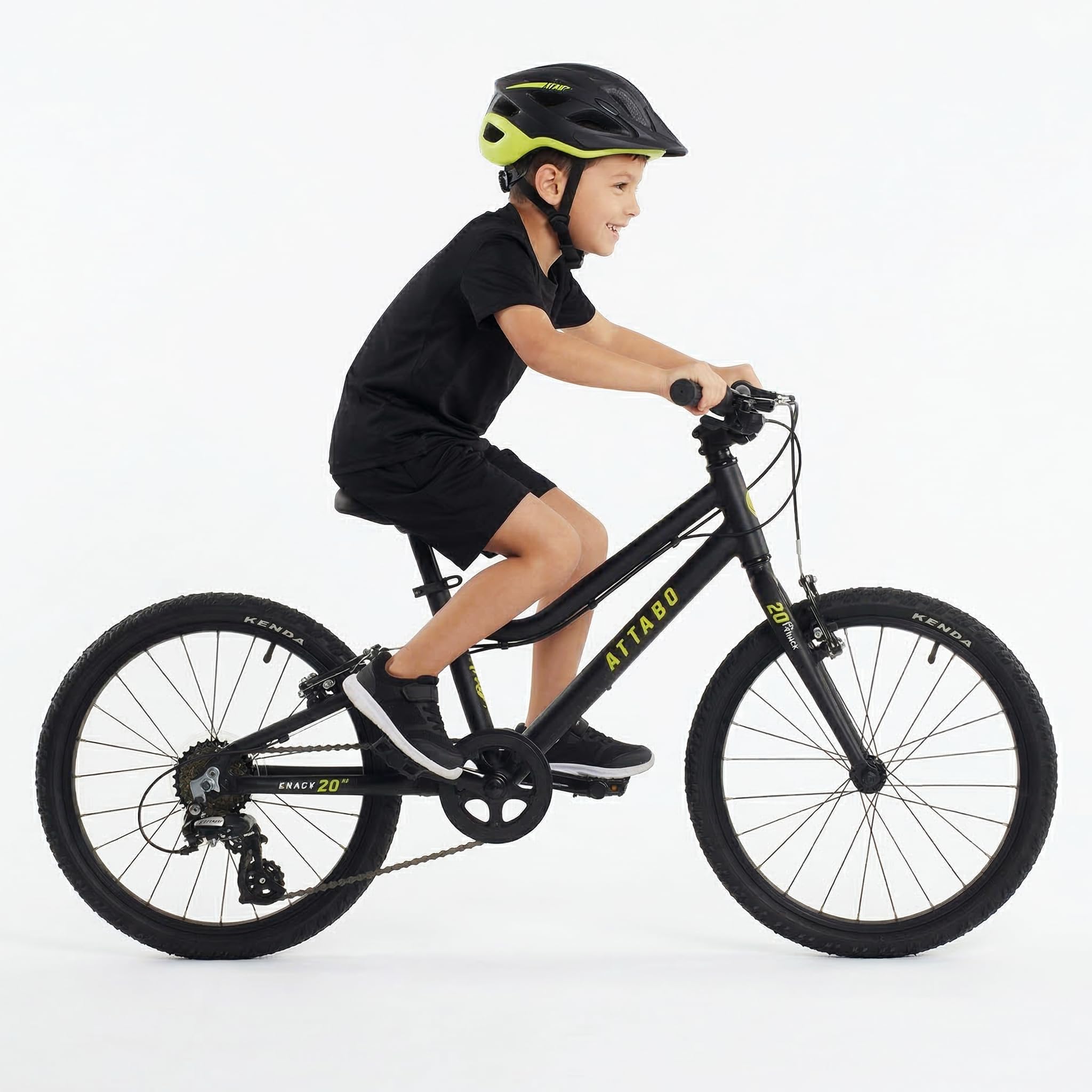 ATTABO Knack Leichtes Kinderfahrrad - 20 Zoll Fahrrad - Aluminiumrahmen & Shimano Schaltung - Schwarz - Für Schulweg und Familienausflüge
