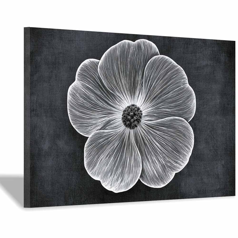 HOQIU Black And White Prints Black Whites Poppy Art prints for walls, canvas wall art, for Living Room Bedroom Bathroom Home Office Wall Decoration(Multicolor)-60x80cm Framed