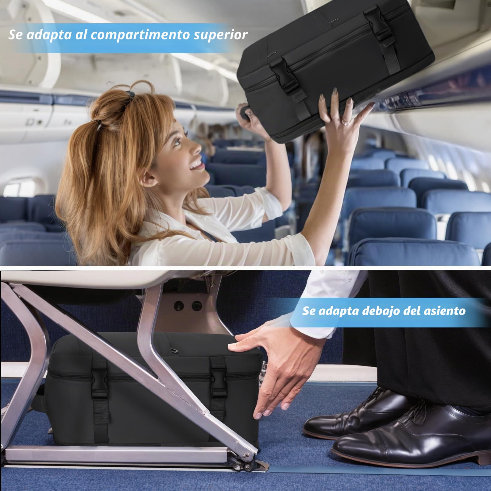 Mochila Viaje Cabina Avion 40x20x25, Mochila de Cabina para Ryanair, Maletas de Viaje Cabina, Travel Backpack, Mochila Portatil Hombre Mujer, Equipaje de Mano Bolso Mochilas 20L - Negro
