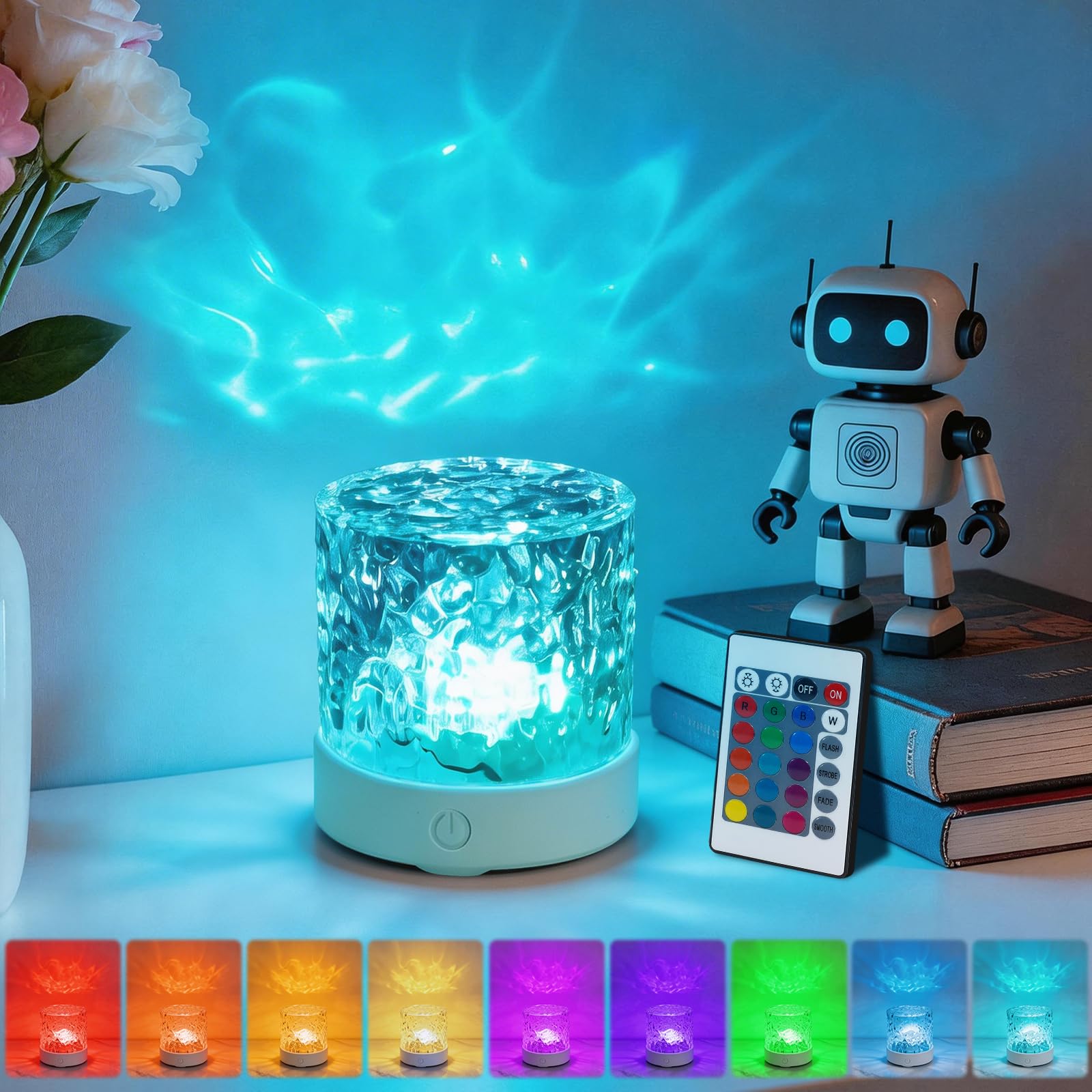 YXQUA Ocean Wave Projector, 16 Colors Northern Lights, Rechargeable