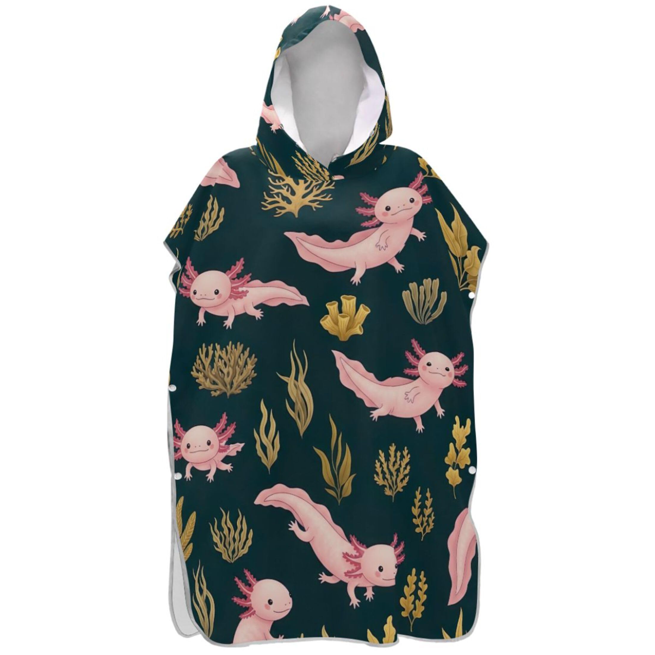 Poncho de surf Axolotls rose pour se changer facilement sur la plage après votre session