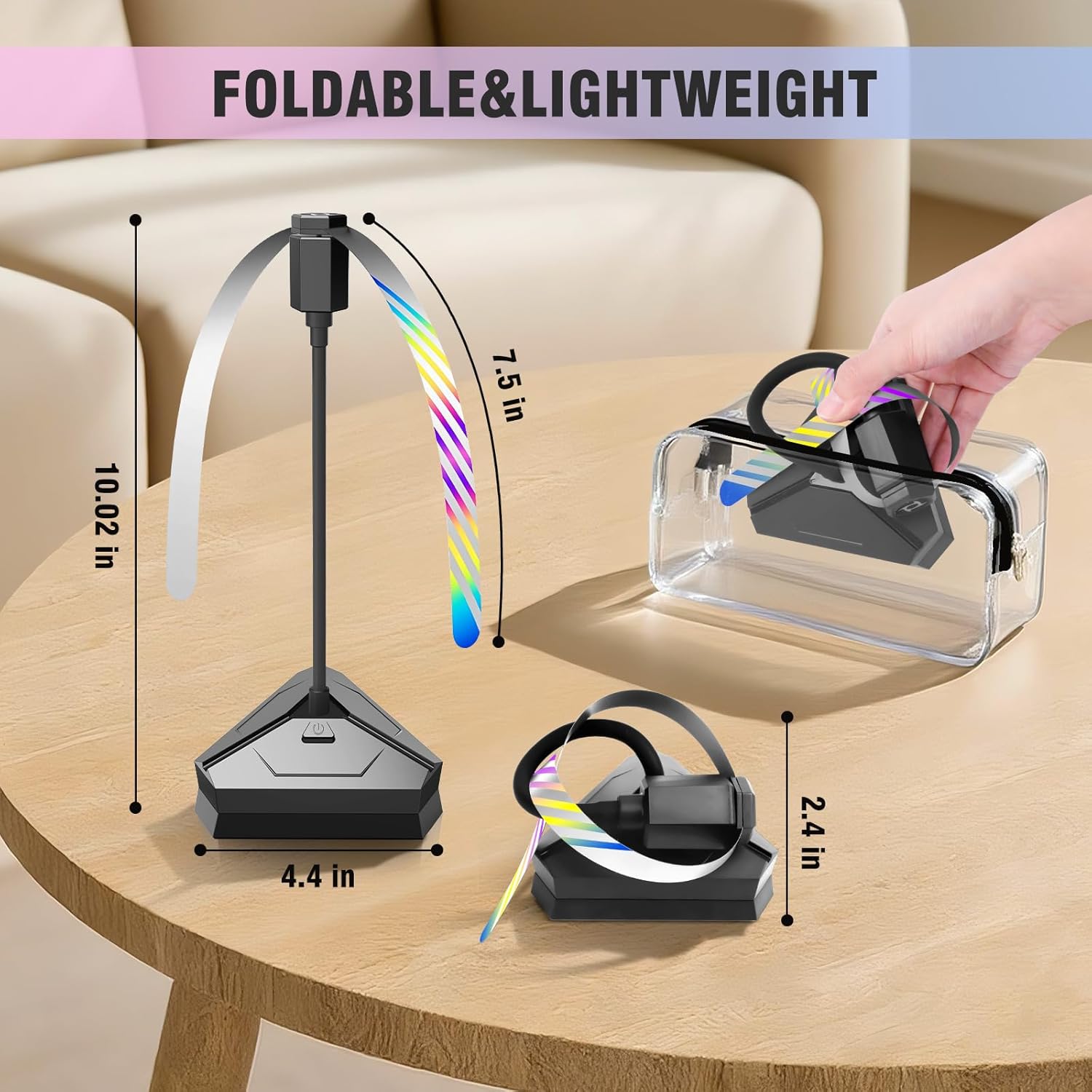 HKKDKTA 4 Pack Fly Fans for Tables, Battery Operated Table Fan Outdoor Indoor, Portable Fan with Flexible Goose-Neck and Holographic Blades for BBQ,Patio,Party