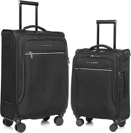 review VERAGE Toledo 2 Pieces Luggage Sets, Softside Expandable Spinner Wheel Suitcase with Flashlight, Black, 2-Piece Set(20/24)