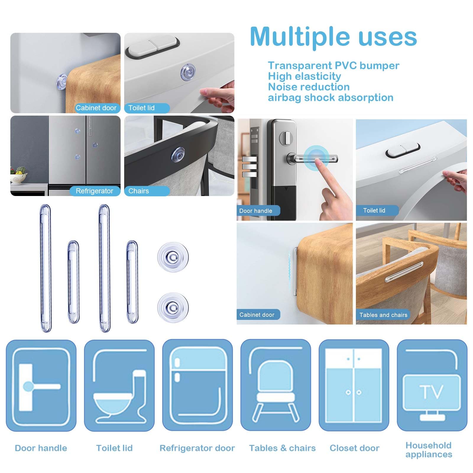 2 Butoirs Transparents Autocollants Pour Portières 85cm