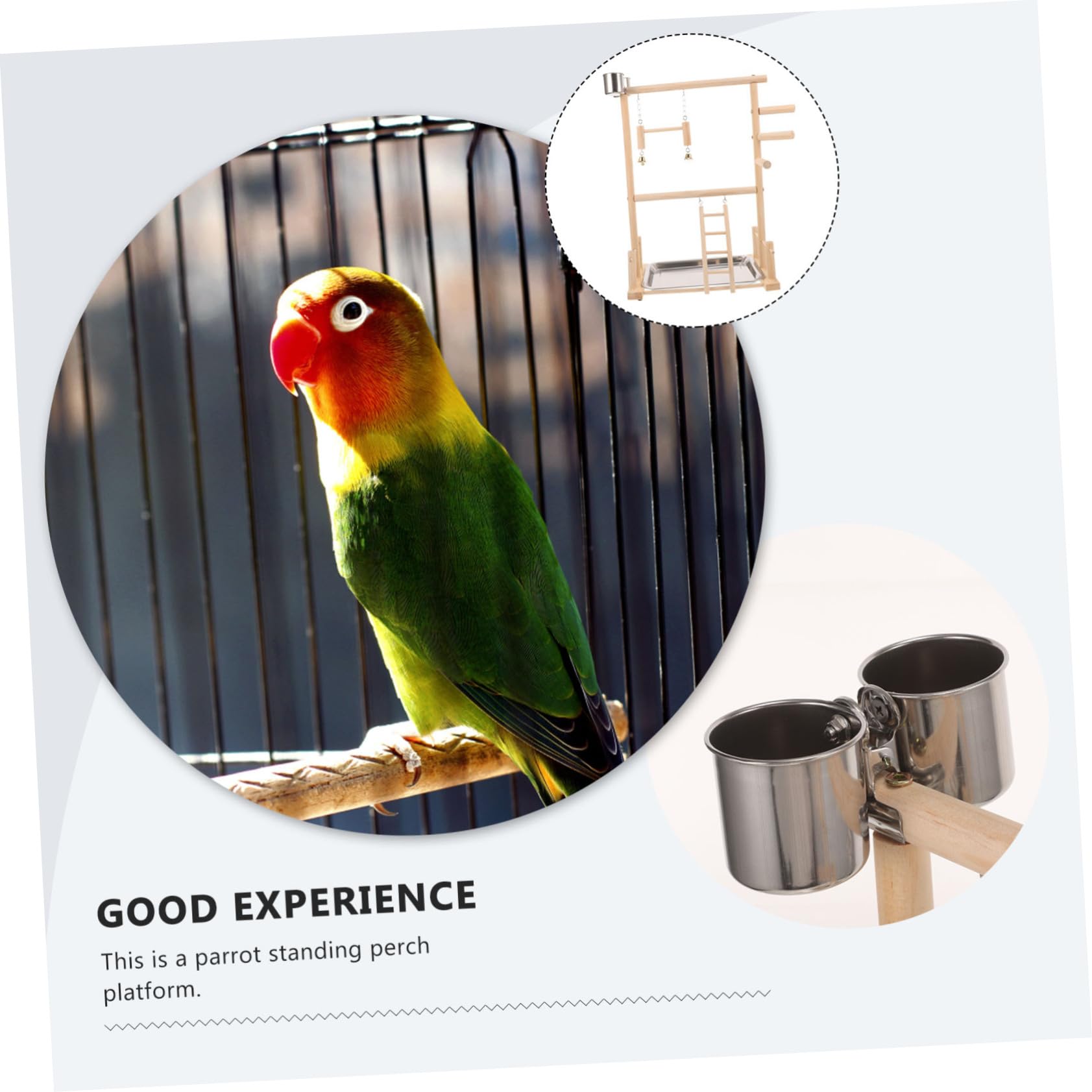 DOITOOL 1juego Soporte De Perch para Aves De Madera Área para Periquitos y Cacatúas De Juguetes para Escalera y Columpio