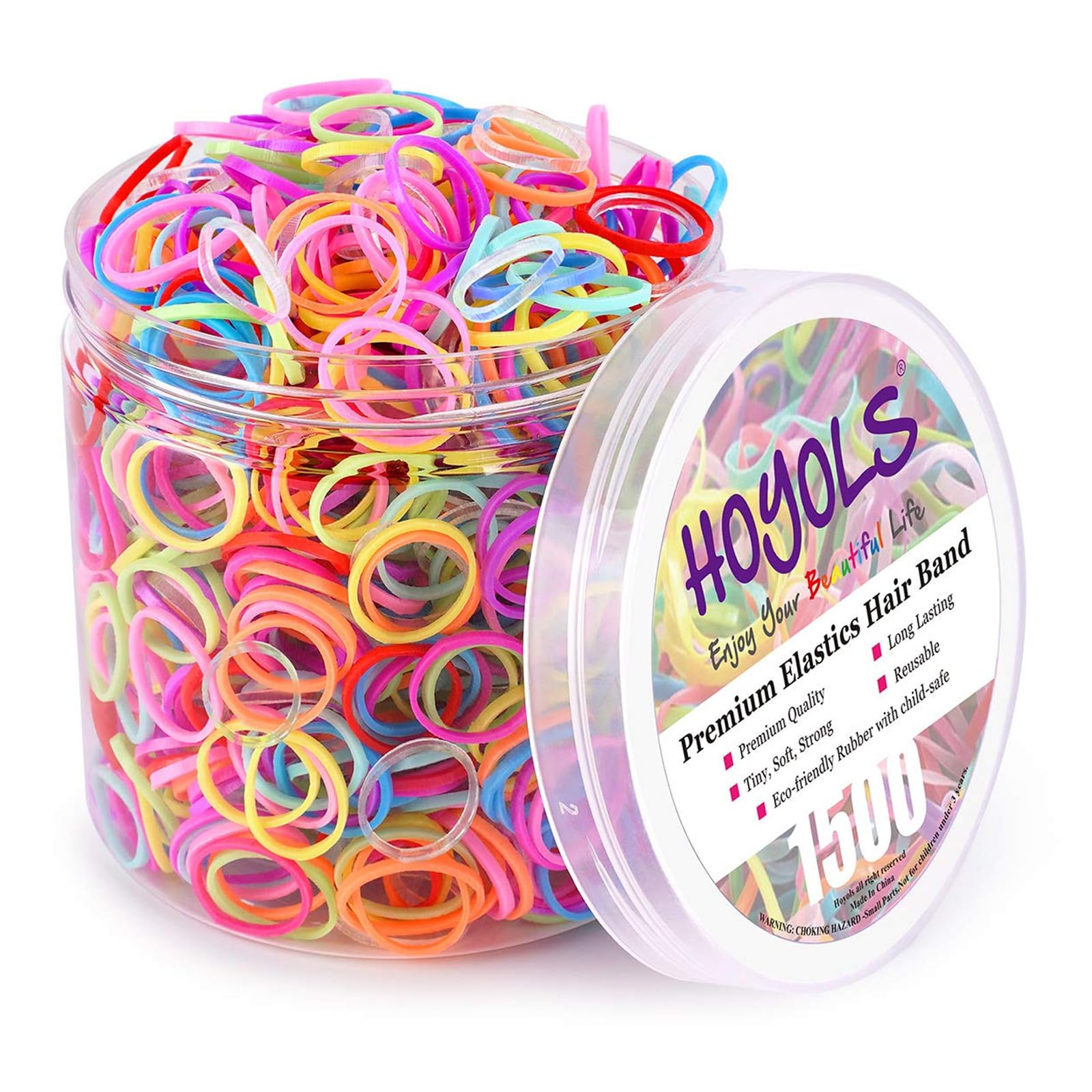 Hoyols Mini-Haargummis für Kleinkinder, 10 farbige Gummibänder für Pferdeschwanz-Halter für Babys, Mädchen, Kleinkinder, Ligas Para Cabello, 1500 Stück