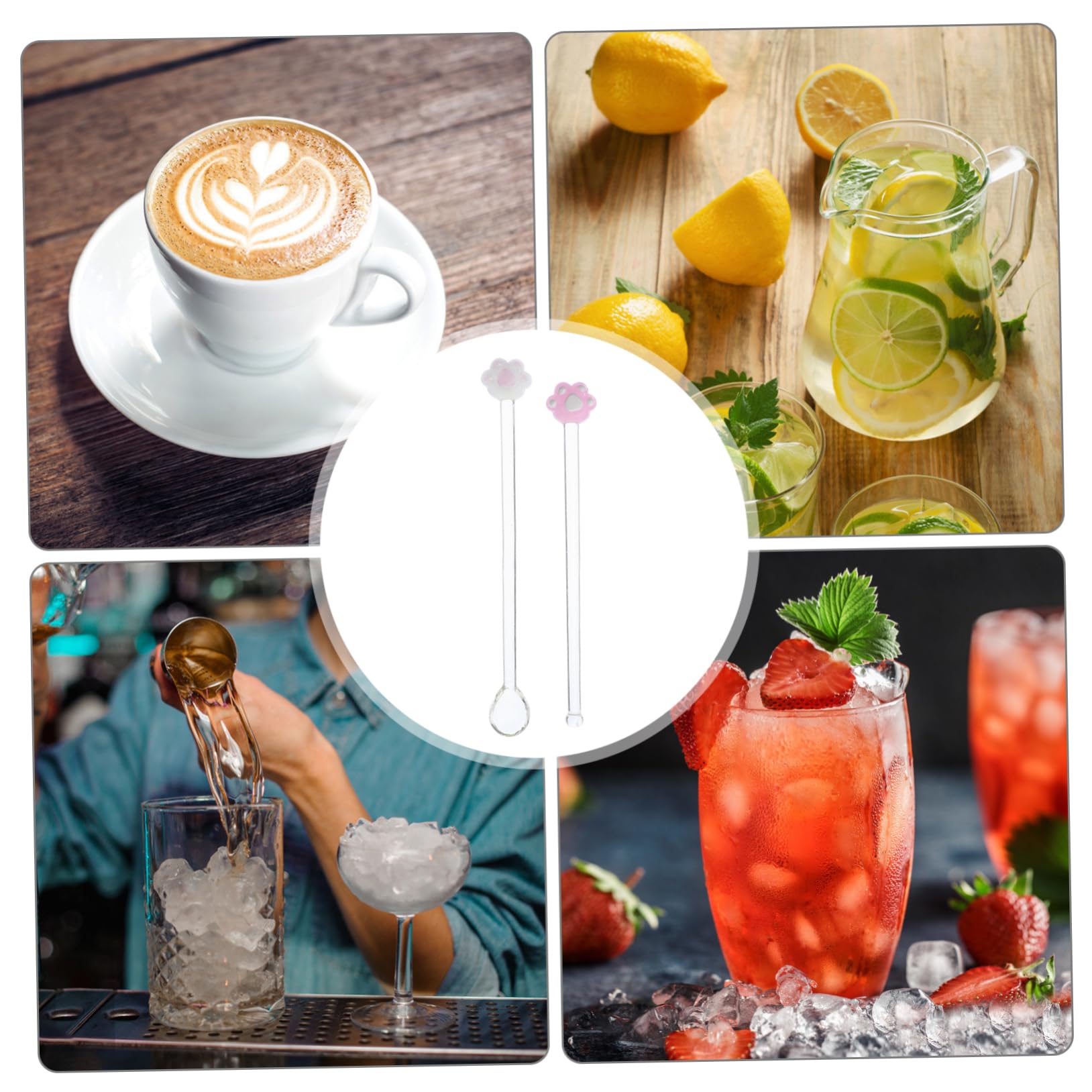 STOBAZA 1Set Glass Swizzle Stick Long Handle Stirring Stick for Cocktails Drinks and Beverages Creative Design for Home Bar and Parties Easy to Clean and Maintain