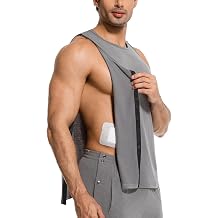 Men Post Shoulder Surgery Vest Sleeveless Tank Top Tear Away Shirt for Men Chemo Port Shirts Recovery Shirts
