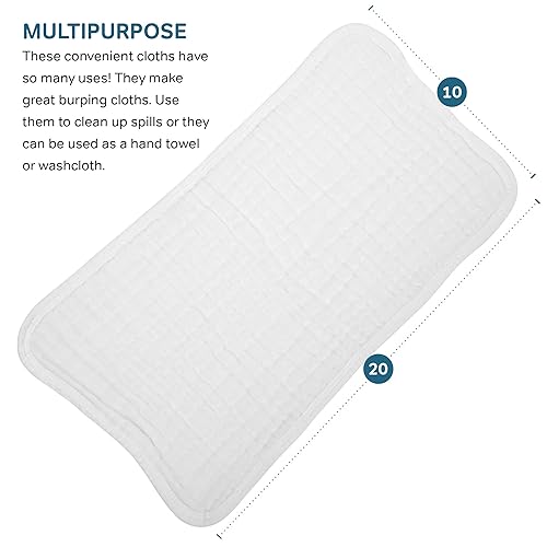 Miniatura 4 de AllSett Health Paquete de 10 paños de muselina grandes de 20 x 10 pulgadas, 100% algodón, paño para lavar a mano, 6 capas, extra absorbente y suave,