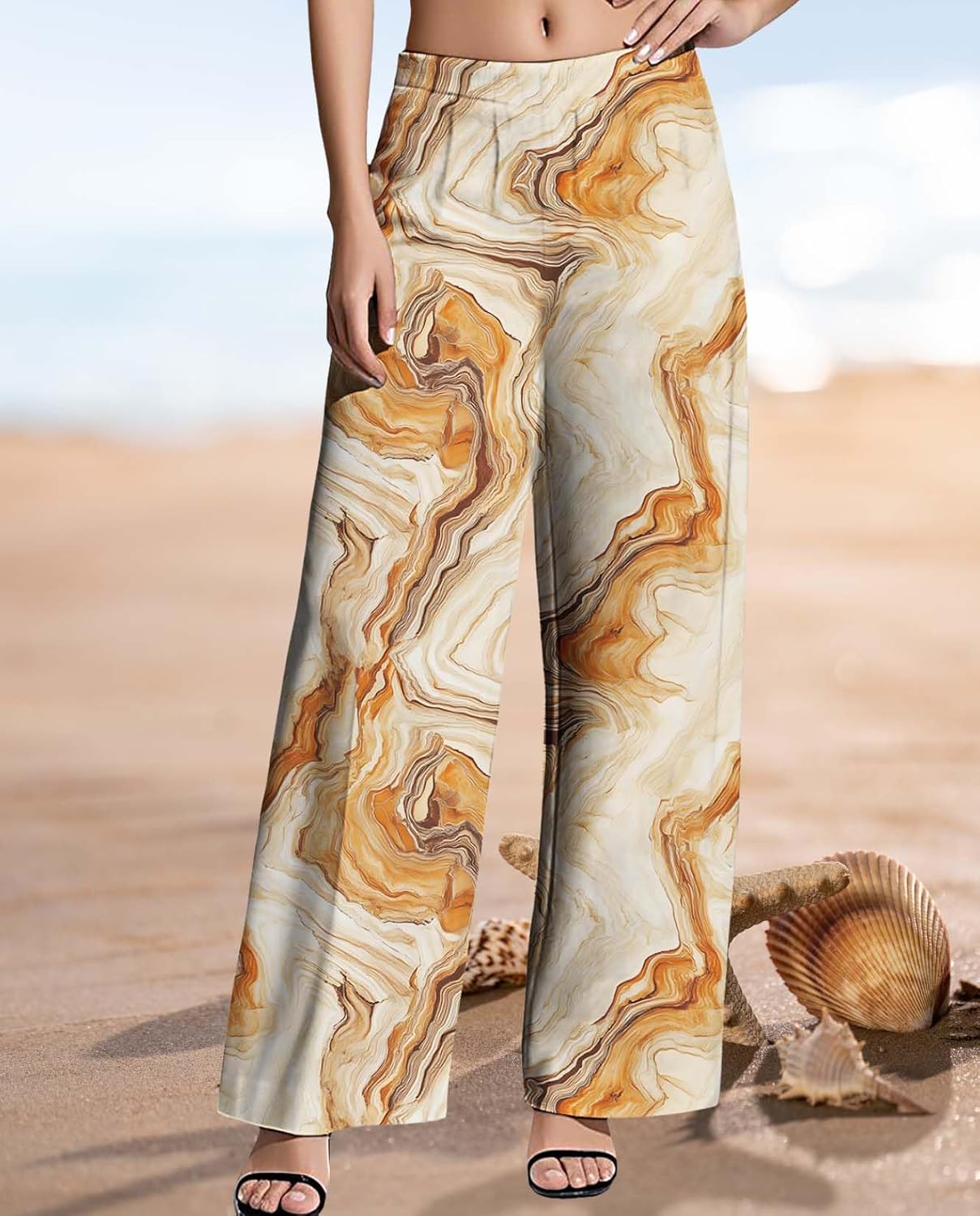 Womens Boho Pants Casual Oversize High Waisted Wide Leg Trousers Pattern Printed Ourdoors Pant for 2025 Summer - Image 4