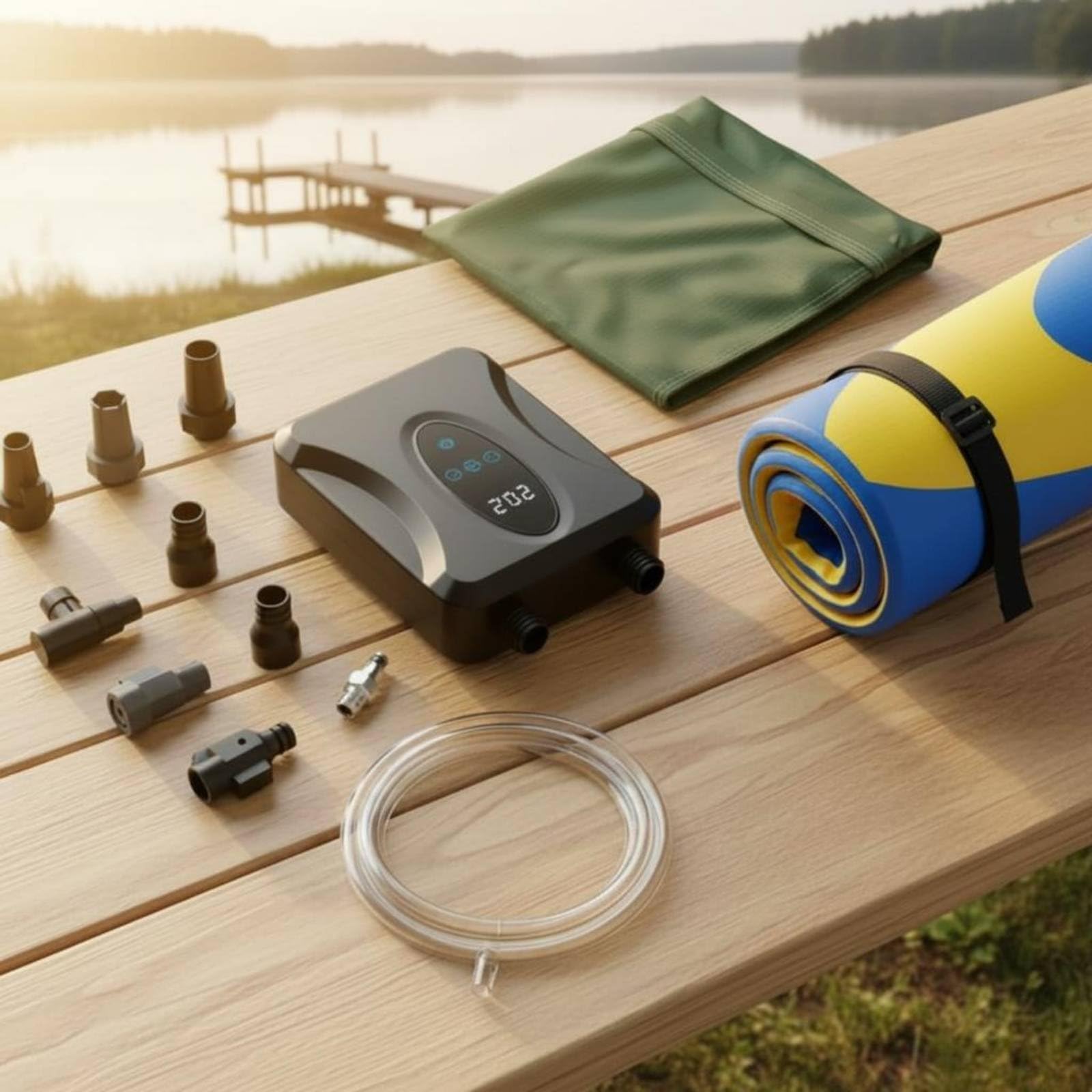 Pompe à Air Gonflable Électrique Gonfleur Compresseur Souffleur Contrôle Numérique avec Affichage Pression Constante 20 Psi Adaptateurs de Buses Inclus Adapté au Paddle Rafting Piscine
