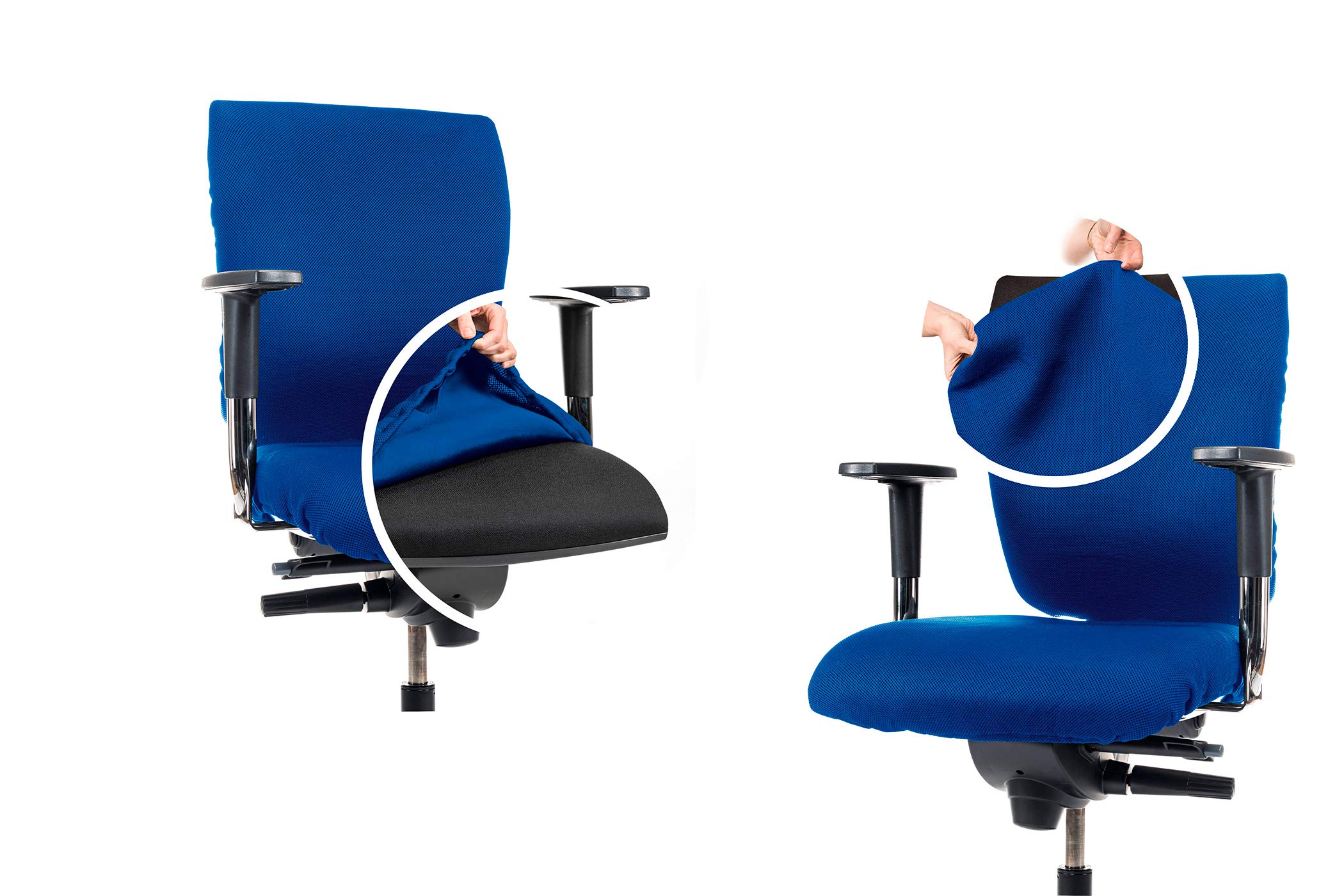 Hussen für die Bürostuhl Sitzfläche + Rückenlehne (Blau - Standard)