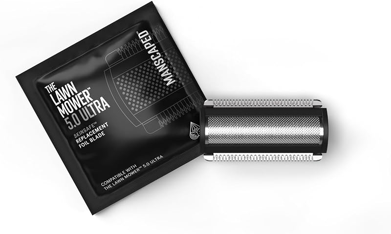 MANSCAPED® The Lawn Mower® 5.0 Ultra SkinSafe® Cuchilla de lámina de repuesto - Recambio de cabezal de afeitadora de lámina de acero inoxidable para el cabello en la ingle, para el cuidado del vello corporal cercano, cartucho a presión, 1 paquete