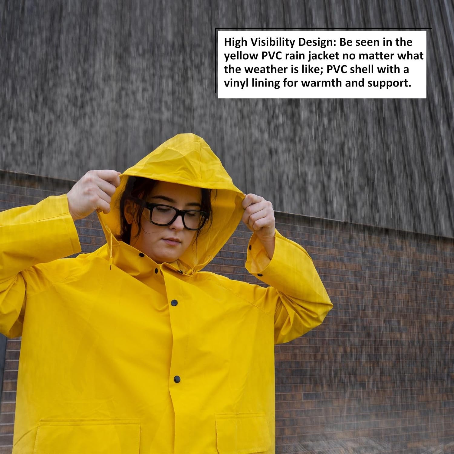 MAGID RainMaster PVC Jacket with Snap Closures, 1 Jacket, Size Small, Yellow PVC Shell and Vinyl Lining, HJ7819