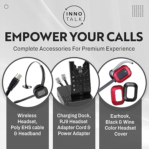 Miniatura 7 de INNOTALK Auriculares inalámbricos compatibles con Poly Polycom VVX300, VVX310, VVX400, VVX410 y cualquier modelo VVX con paquete de cable de