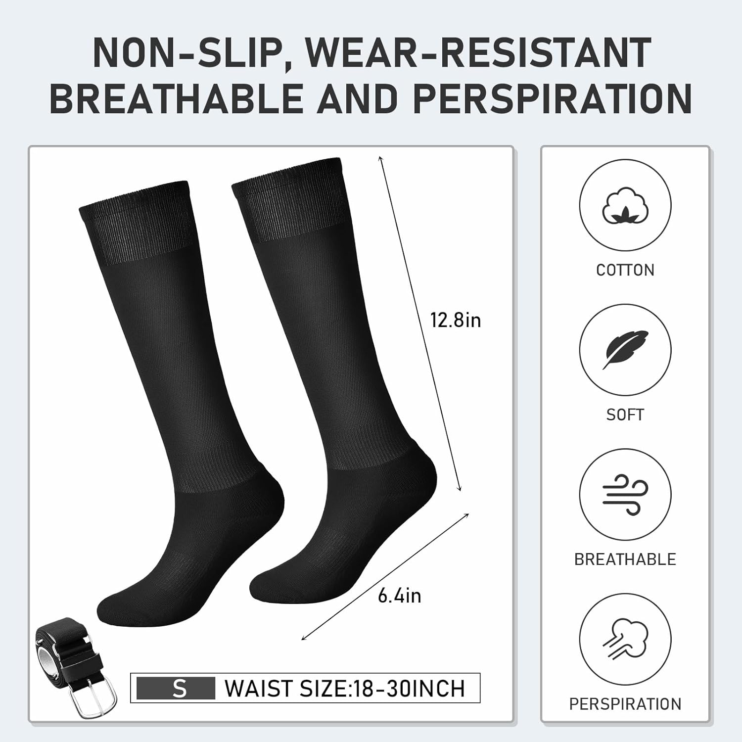 Zhanmai Baseball Belt and Socks Combo Adjustable Softball Socks and Belt Elastic for Youth Boys Girls, Adult - Image 2