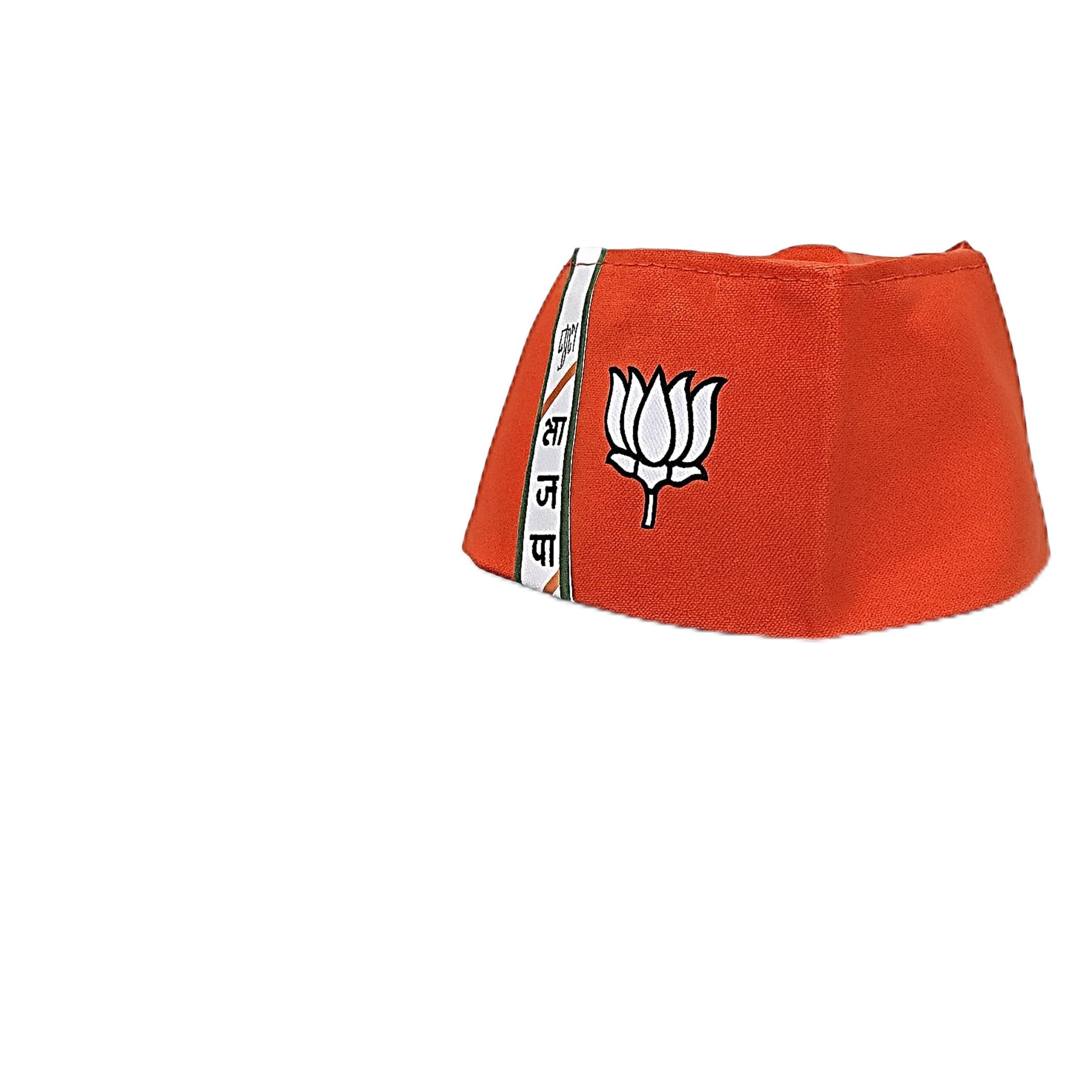 UNIq Bharatiya Janata Party ? BJP Saffron/Orange Mr Narendra Modi Style Gandhi Topi/Cap Non-Woven Cotton Made Ready to Wear ? 1 Pc-image-21