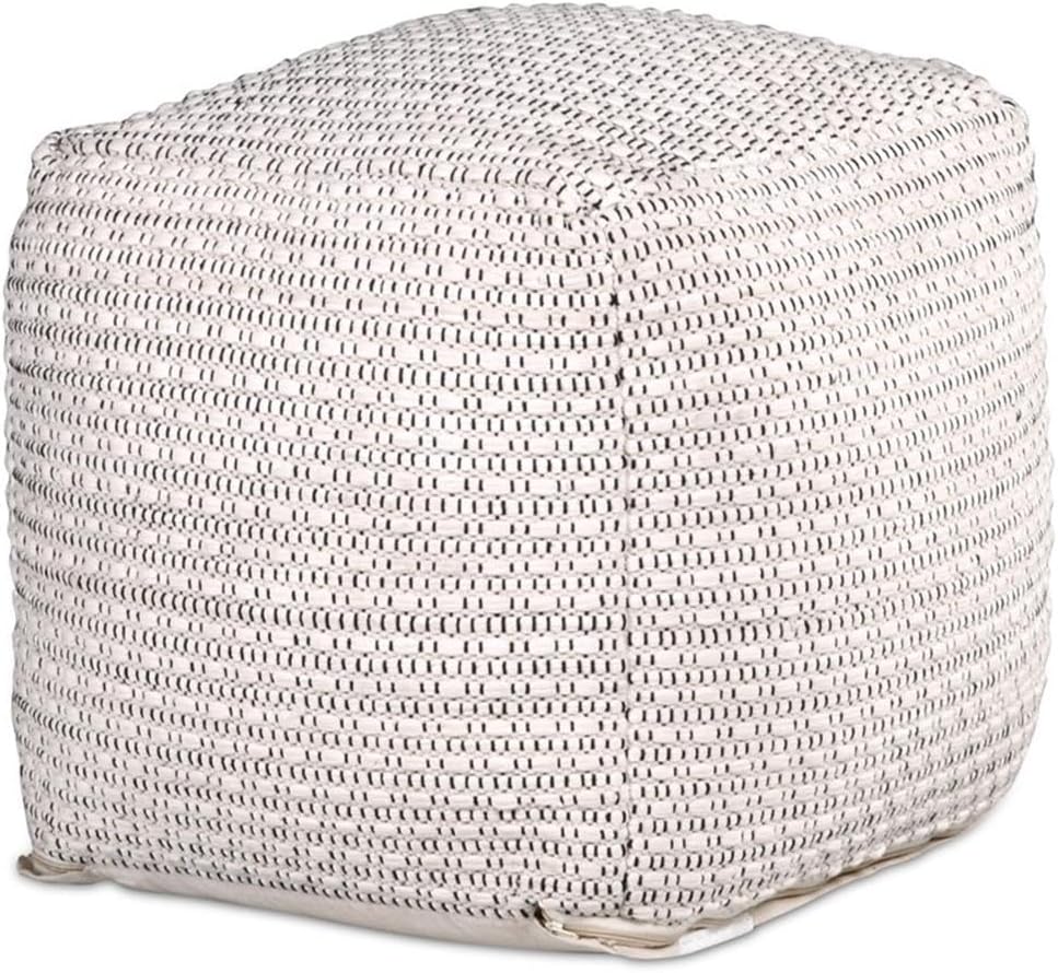 Ivory Wool Footrest Pouf