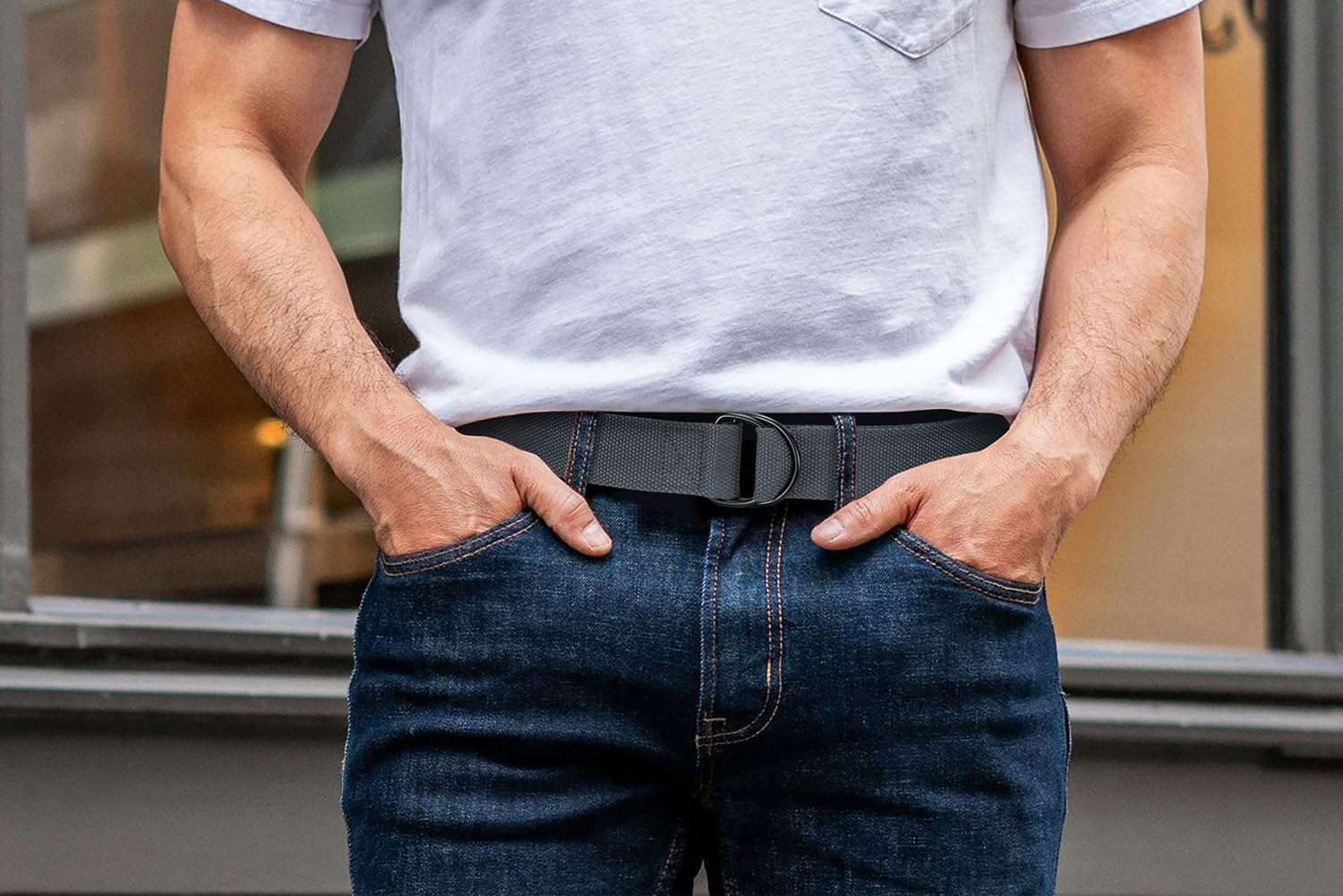 8-Packs Canvas Belt Web Fabric Casual Belt with Zinc Alloy Buckle Double D-ring for Men Women - Image 9