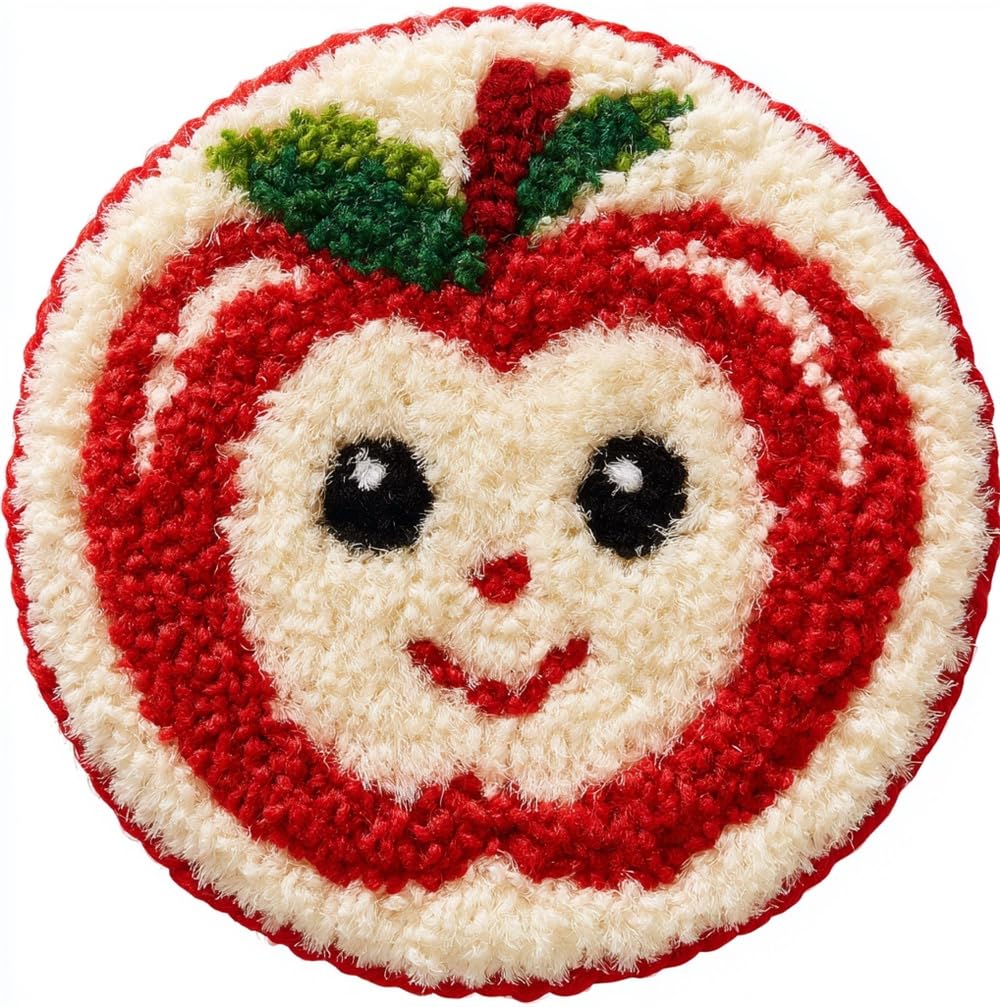 kitphoenix Round DIY Rug Kit Smiling Apple