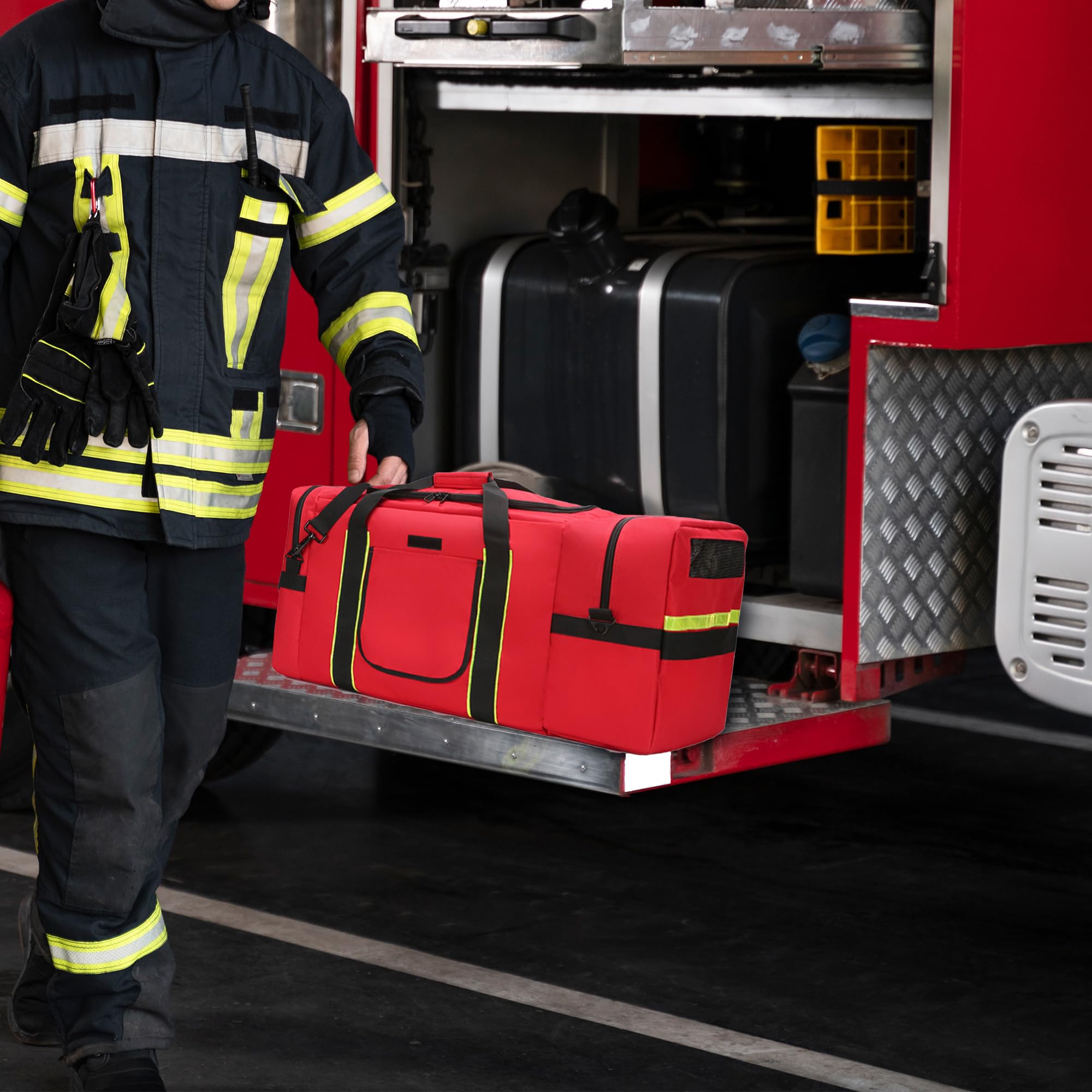 Bolsa profesional de primeros auxilios, bolsa de primeros auxilios para bomberos, bolsa médica grande con reflectante, para paramédicos, bomberos, EMT y eventos de emergencia