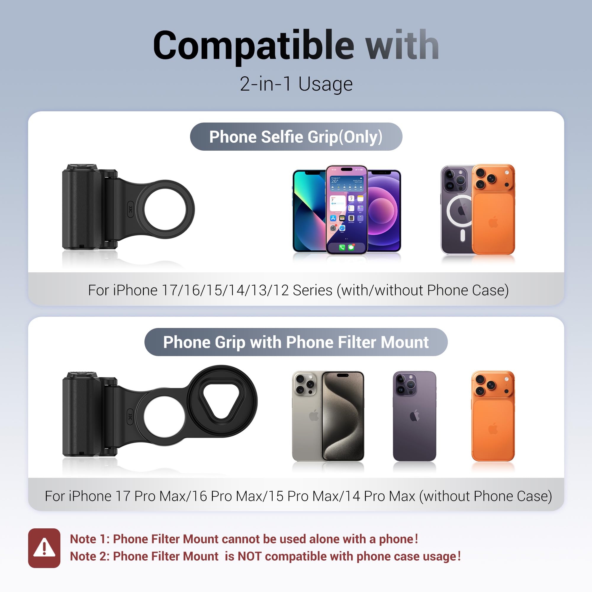 JJC Filtro ND Variable para teléfono ND2-128 (7 Paradas), Adaptador de Filtro magnético, Handgirp, Kit 3 en 1 para iPhone 17/Air/17 Pro/16 Pro/15 Pro/14 Pro, filtros de Densidad Neutra con Agarre de