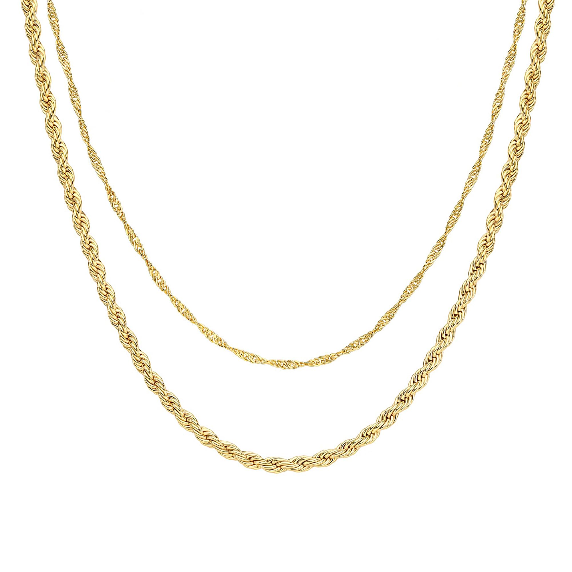 CHESKY 14K Gold Plated Layered Chain Necklace for Women