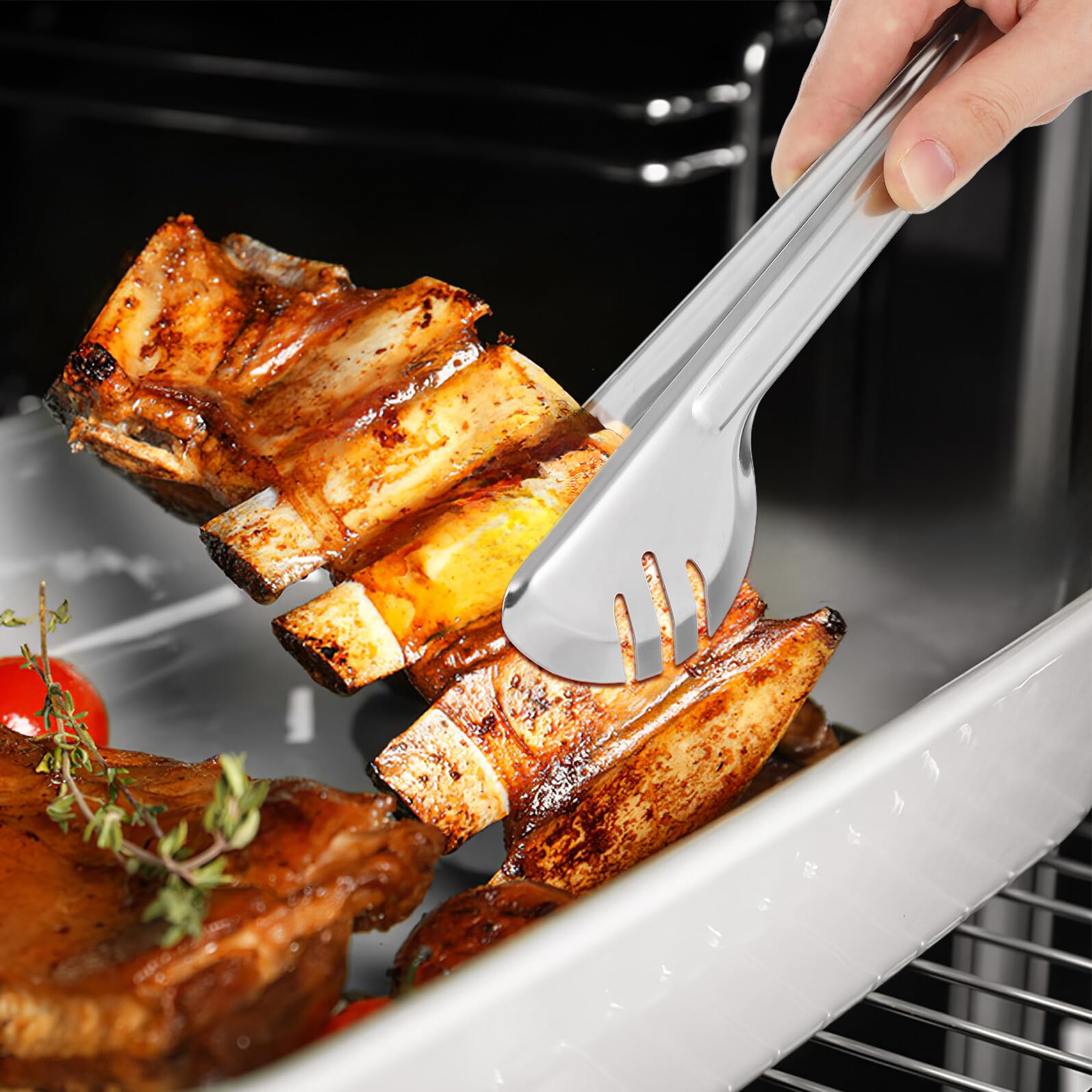 Utensilios de Acero Inoxidable para Servir Incluye Pinzas y Servidor de Pizza Resistente y Fácil de Limpiar para Fiestas Buffet y Reuniones Familiares