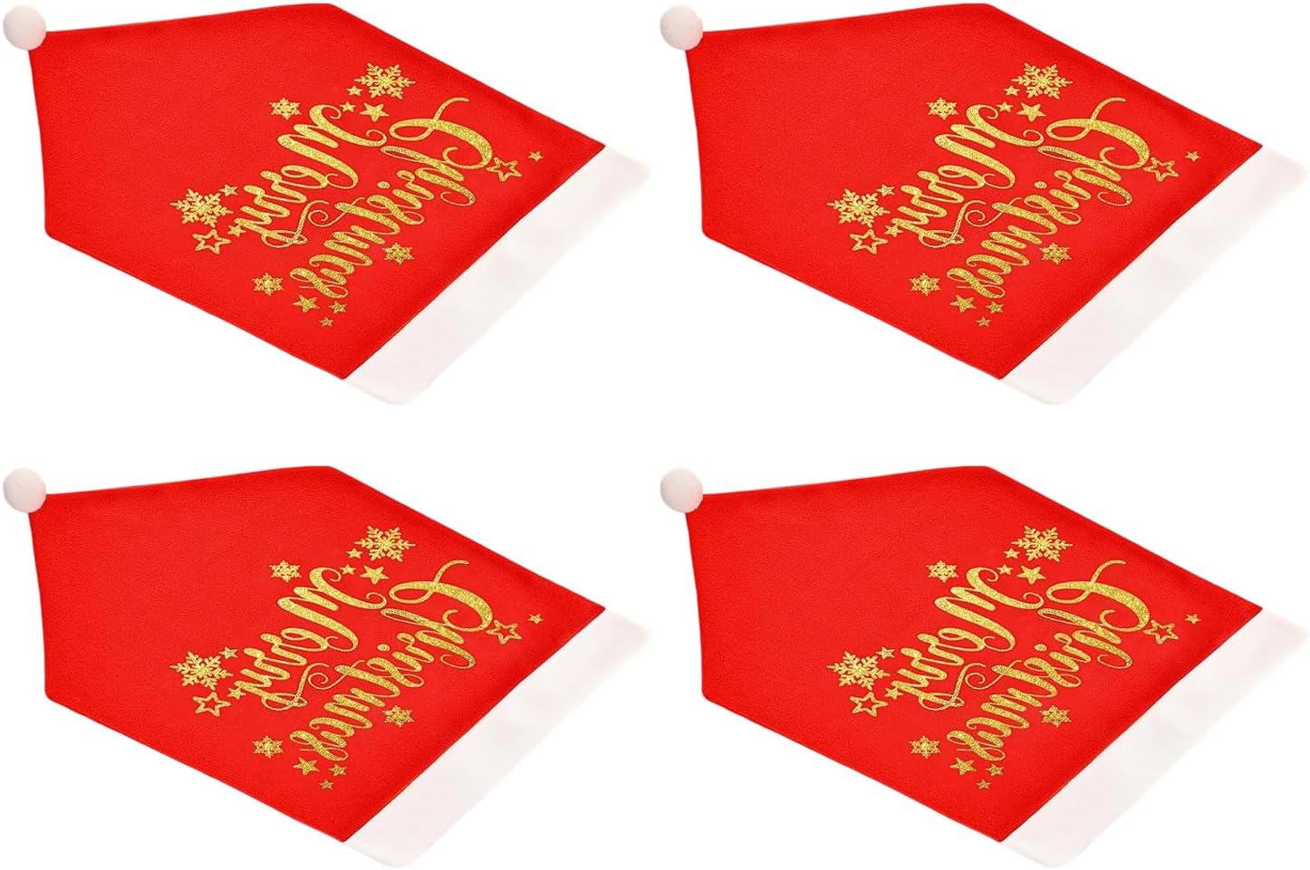 Set of 4 Holiday Chair Covers Decorative Accent Slipcovers for Christmas Parties and Celebration Holiday Covers