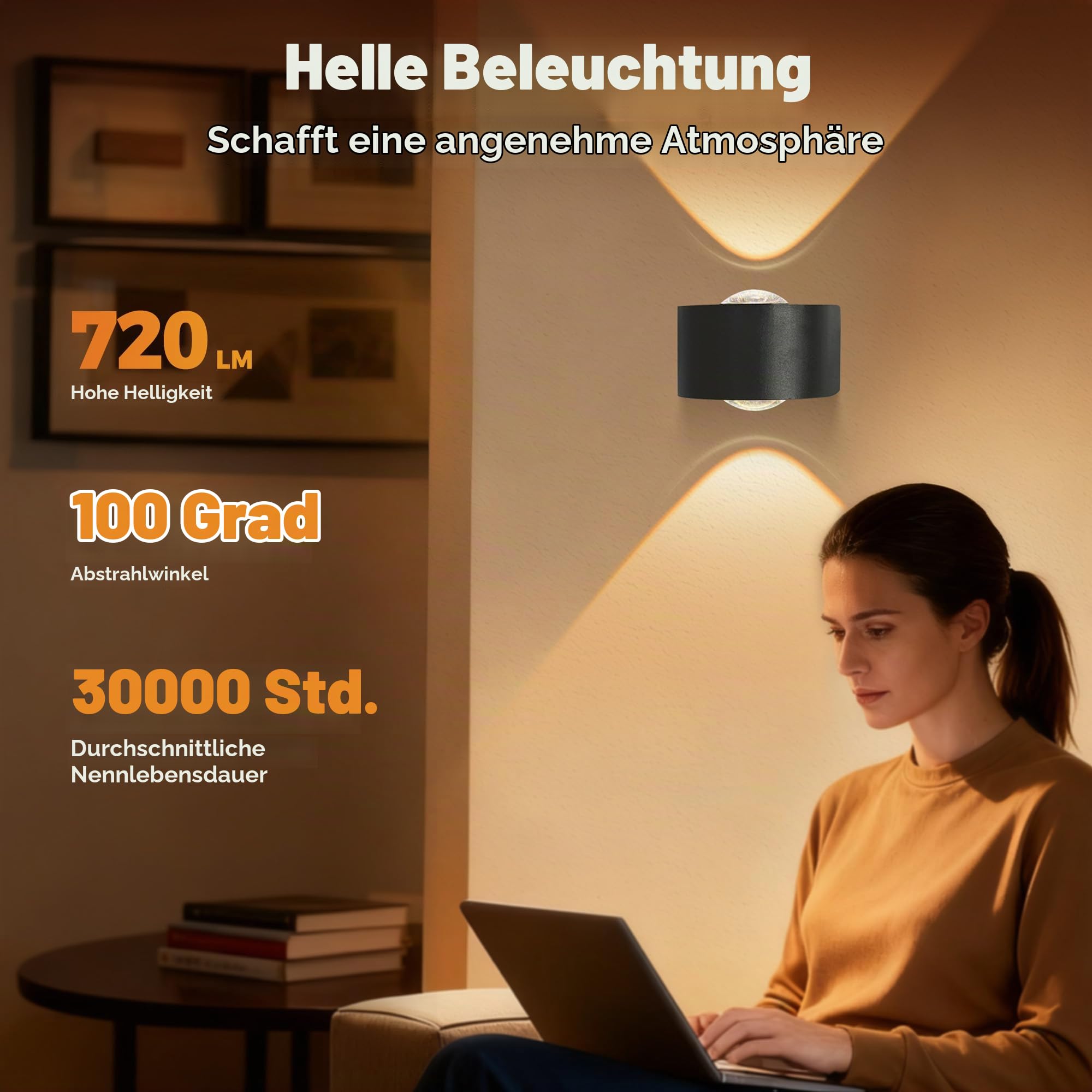 MALORY 4 Stücke LED Wandleuchten Innen/Außen, 8W Außenwandleuchten IP65 Aussenlampe Wand, Up Down Außenleuchte Außenwandleuchte 3000K für Außenbeleuchtung Hauswand Garten Terrasse