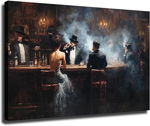 Miniatura 12 de CIDLNMY Arte de pared en lienzo de la Prohibition Speakeasy, póster vintage de la vida nocturna de los años 20, arte de pared de cóctel, bar, salón