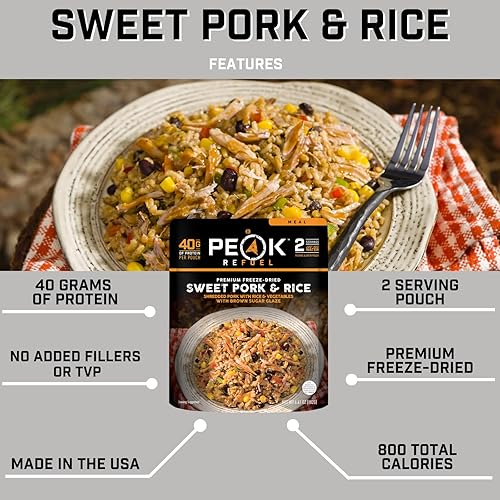 Vista 3 de Peak Refuel Comida seca congelada para mochileros y camping Sabor increíble Alta proteína Preparación rápida Peso ligero