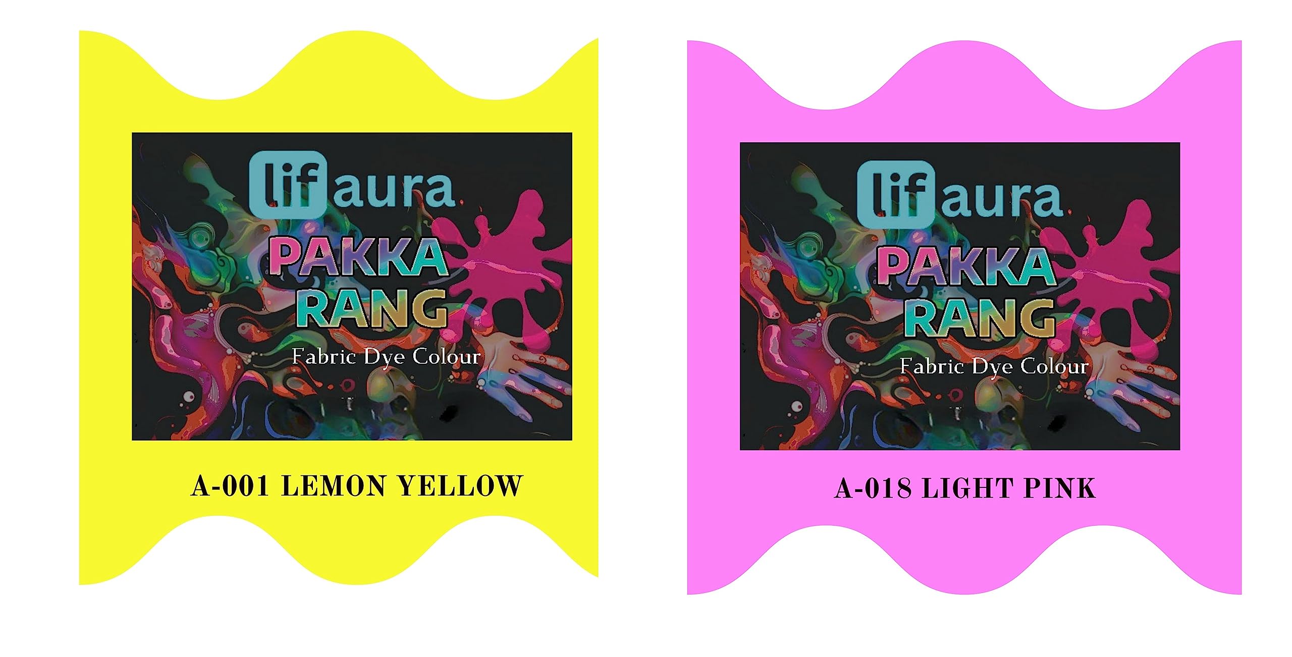 Prokart Lifaura Pakka Rang Fabric Permanent Dye Color Kit Pack of 6 Sachets (5g Each 30g Pack) with 30g DyfixerShadeA-001 Lemon Yellow01 & Baby Pink18 Each Color 3 sachets-image-22