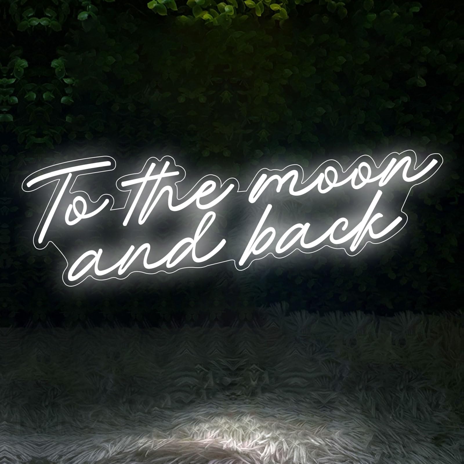 To the moon and back Neon Sign, White LED Light Up Signs Romantic Love Phrase Neon Light for your Bedroom Wall Decor Wedding Party Gift — image 1