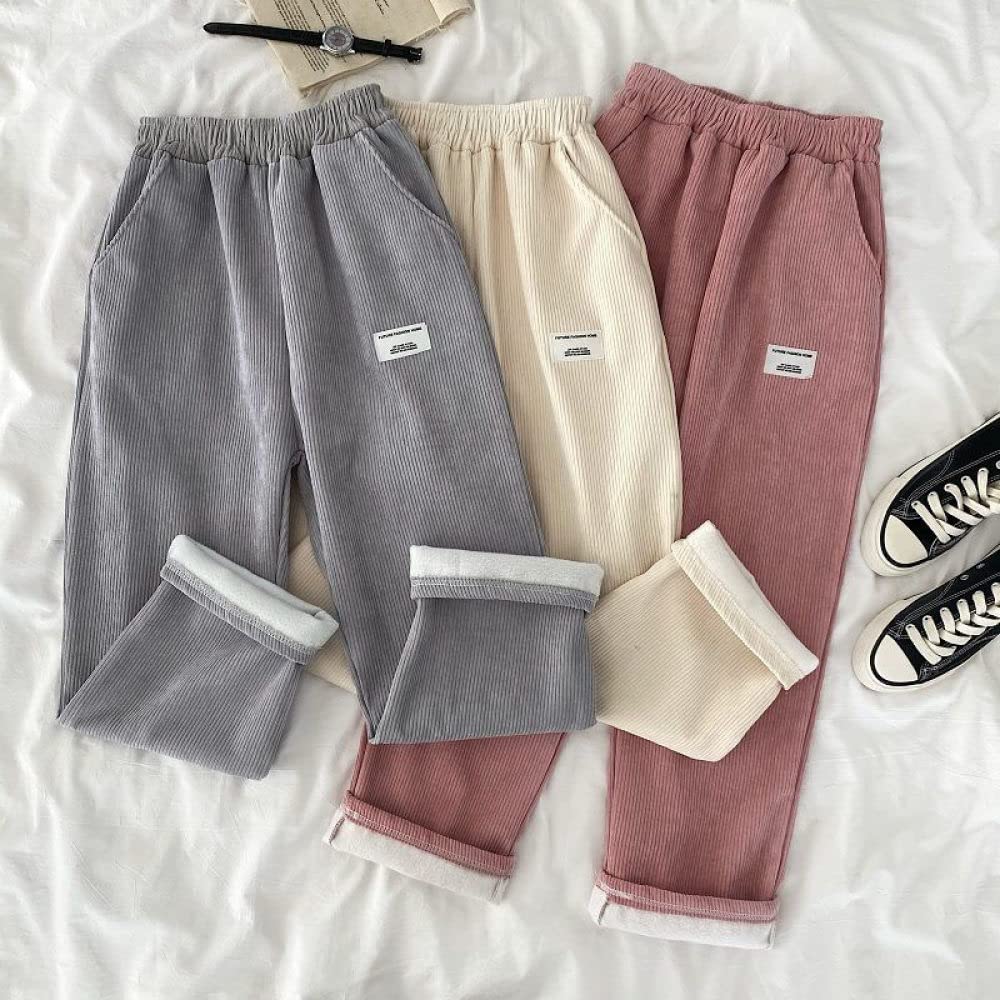Pantalones De Pierna Ancha Para Mujer - Pantalones Anchos Cálidos De Pana De Moda, Pantalones Rectos De Otoño E Invierno, Pantalones Gruesos Suaves, Pantalones Deportivos Elásticos Casuales, Regal