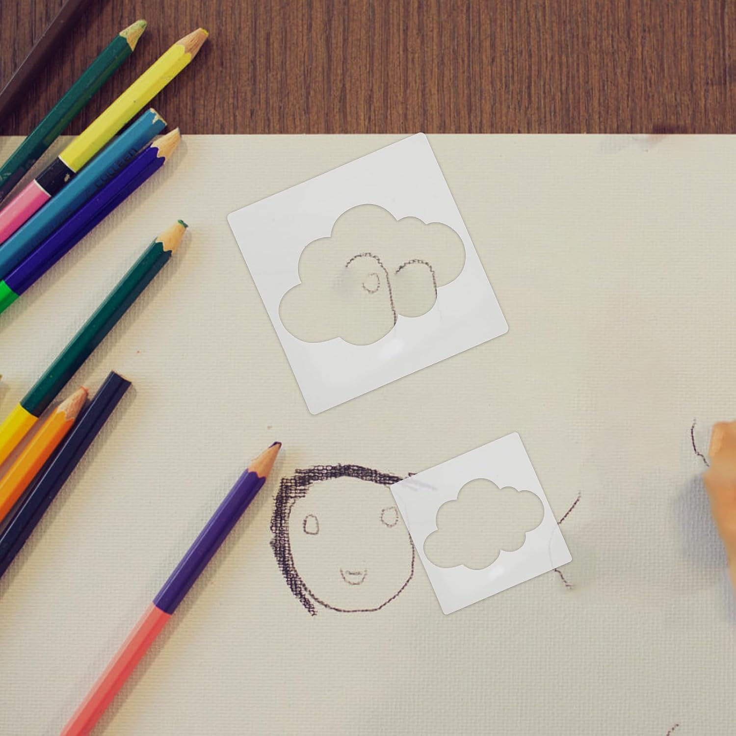 Kichvoe Reusable Plastic Cloud Stencils Elegant Pet Material Unique Cloud Pattern 8pcs for Painting on Canvas and Fabric for Family Bonding Activities and Decorative Painting Projects