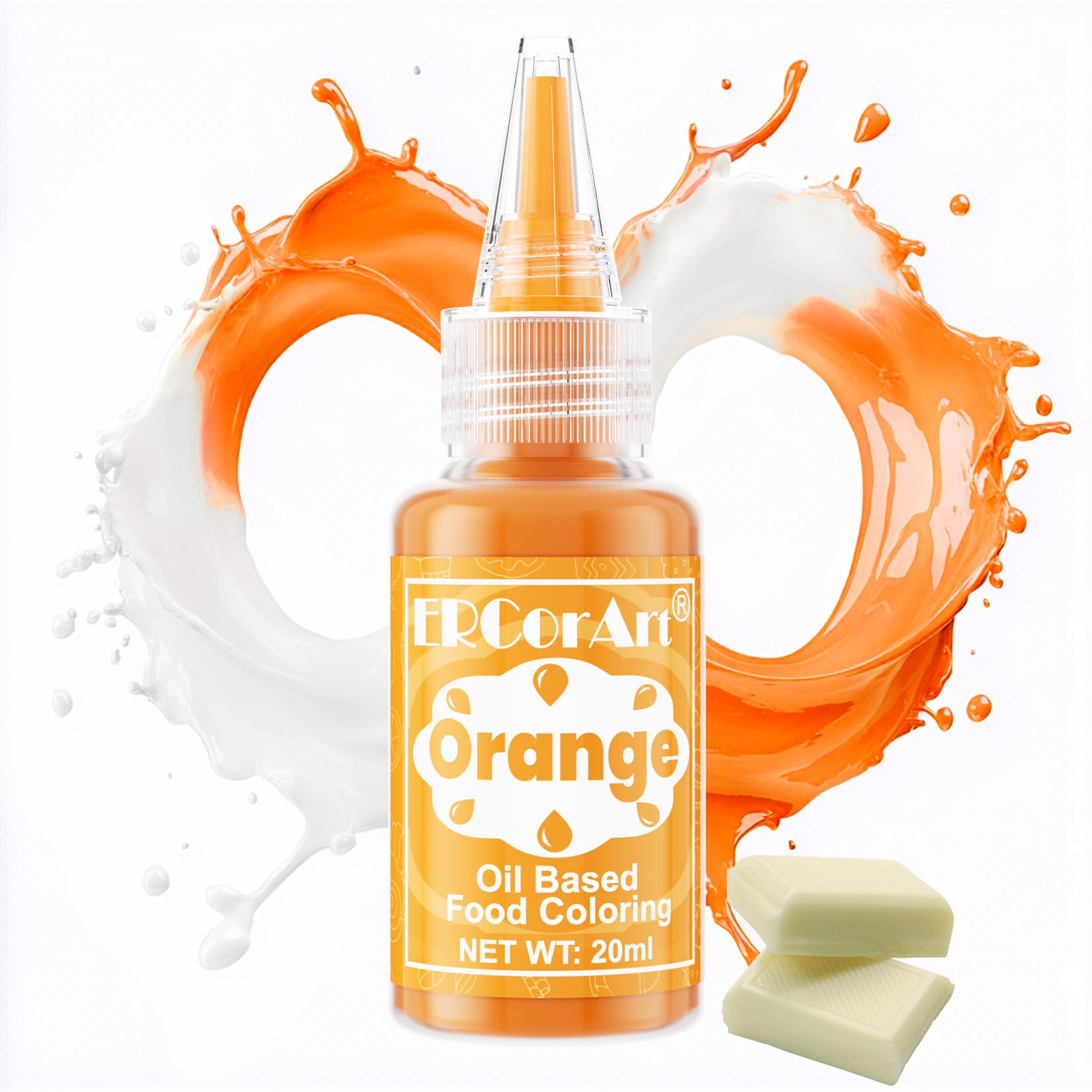 Oil Based Food Coloring for Chocolate - 0.7 Fl.Oz Melting Chocolate Oil Food Coloring, Concentrated Oil Based Food Dye for Cake Decorating, Baking, Candy Melts, Strawberry, Forsting, Icing (Orange)